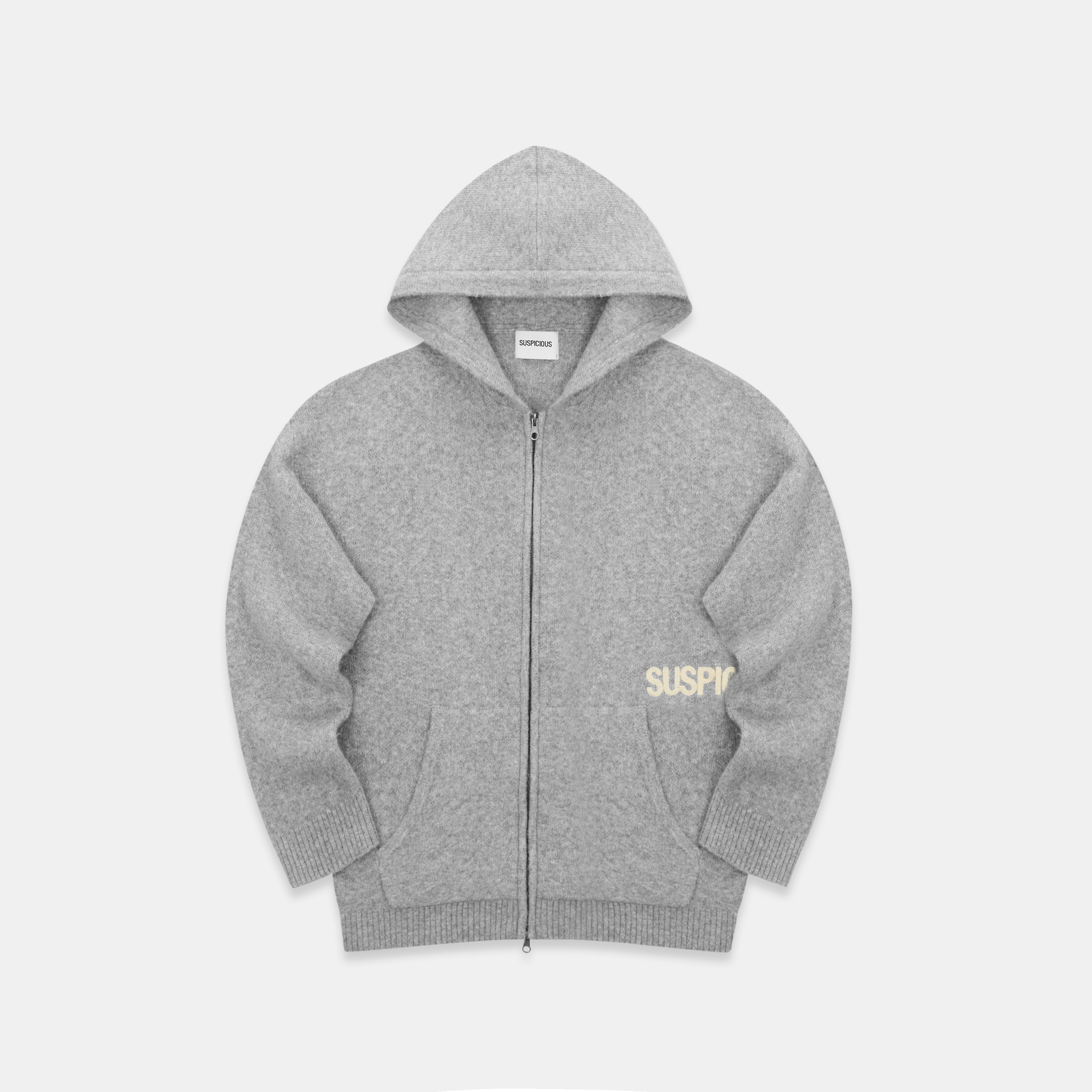 Suspicious Antwerp Winter1 / Core Knitted Zipped Hoodie - Heather Grey