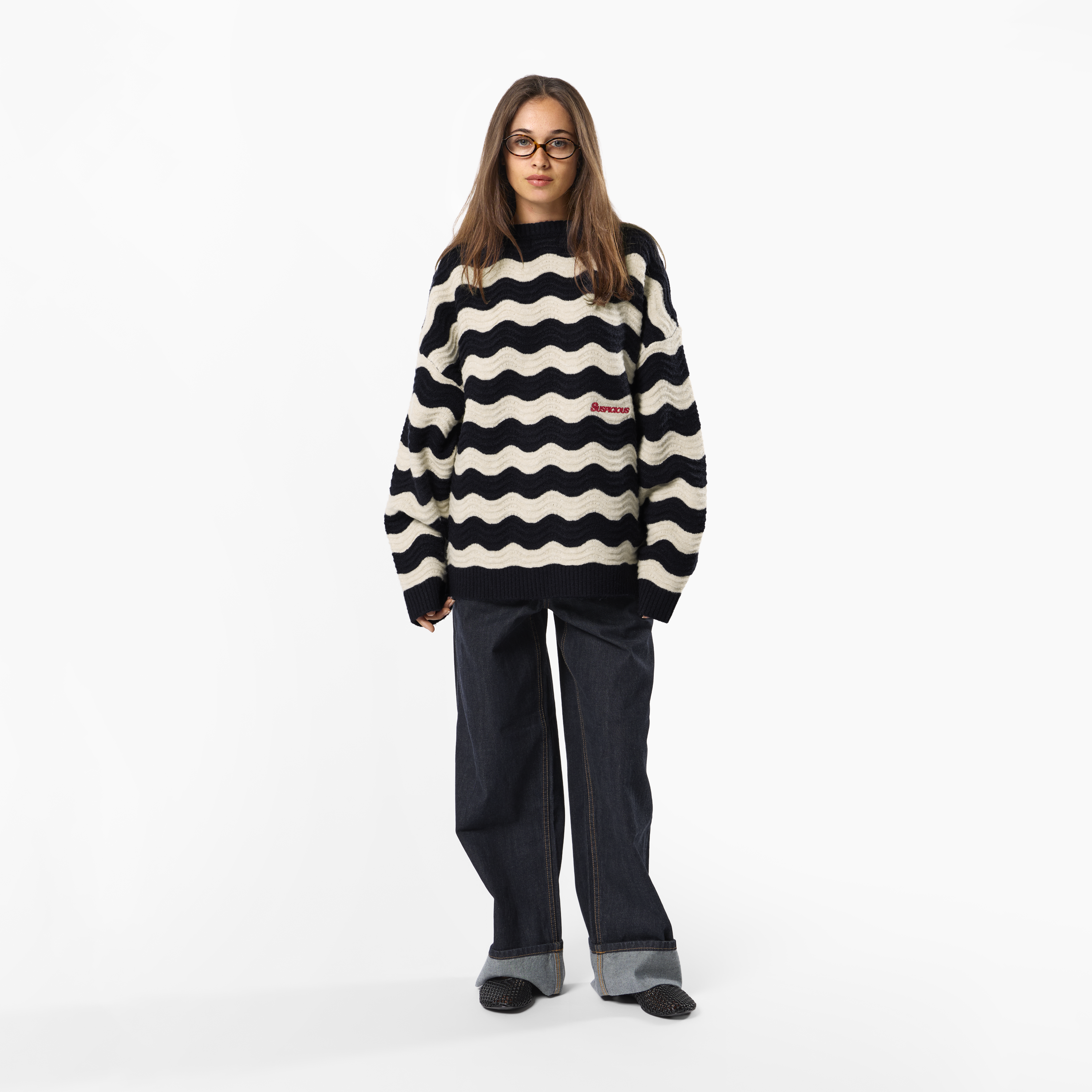 Suspicious Antwerp Winter3 / Essentials Knitted Wavy Sweat - Nightfall