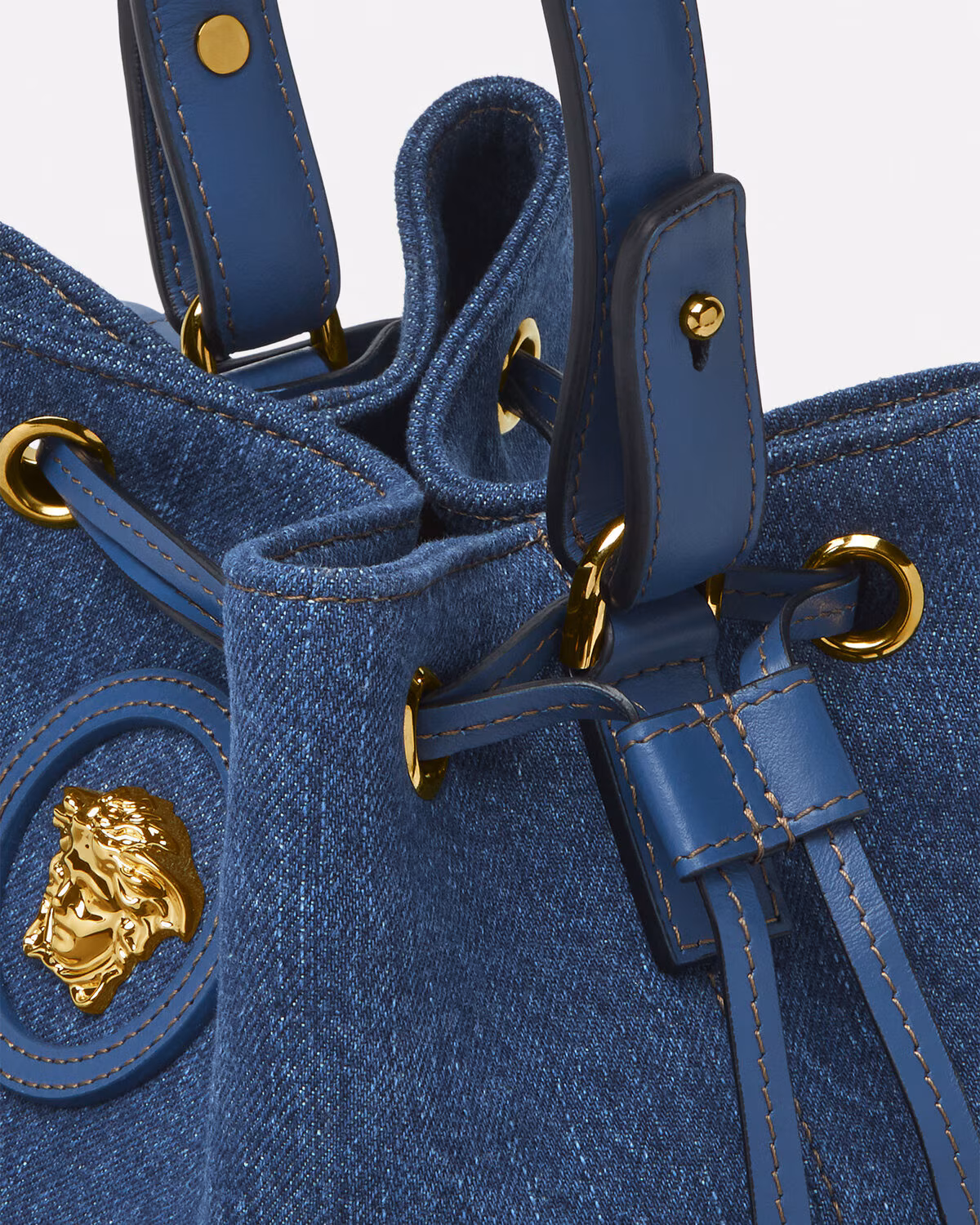 Versace La Medusa Denim Bucket Bag