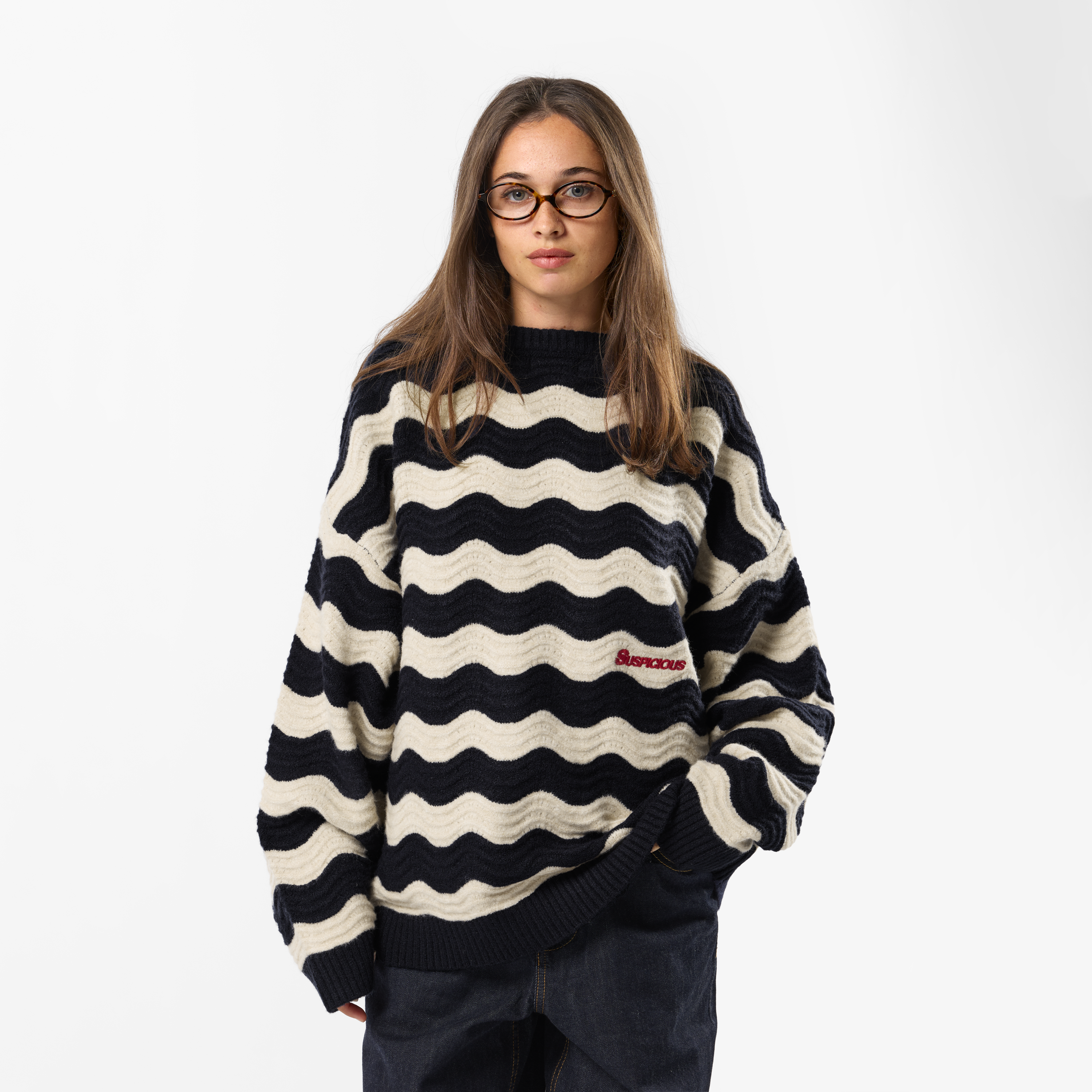 Suspicious Antwerp Winter3 / Essentials Knitted Wavy Sweat - Nightfall
