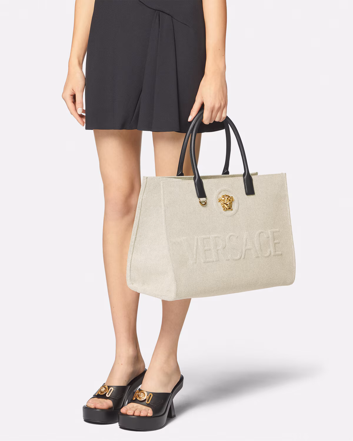 Versace La Medusa Canvas Large Tote Bag