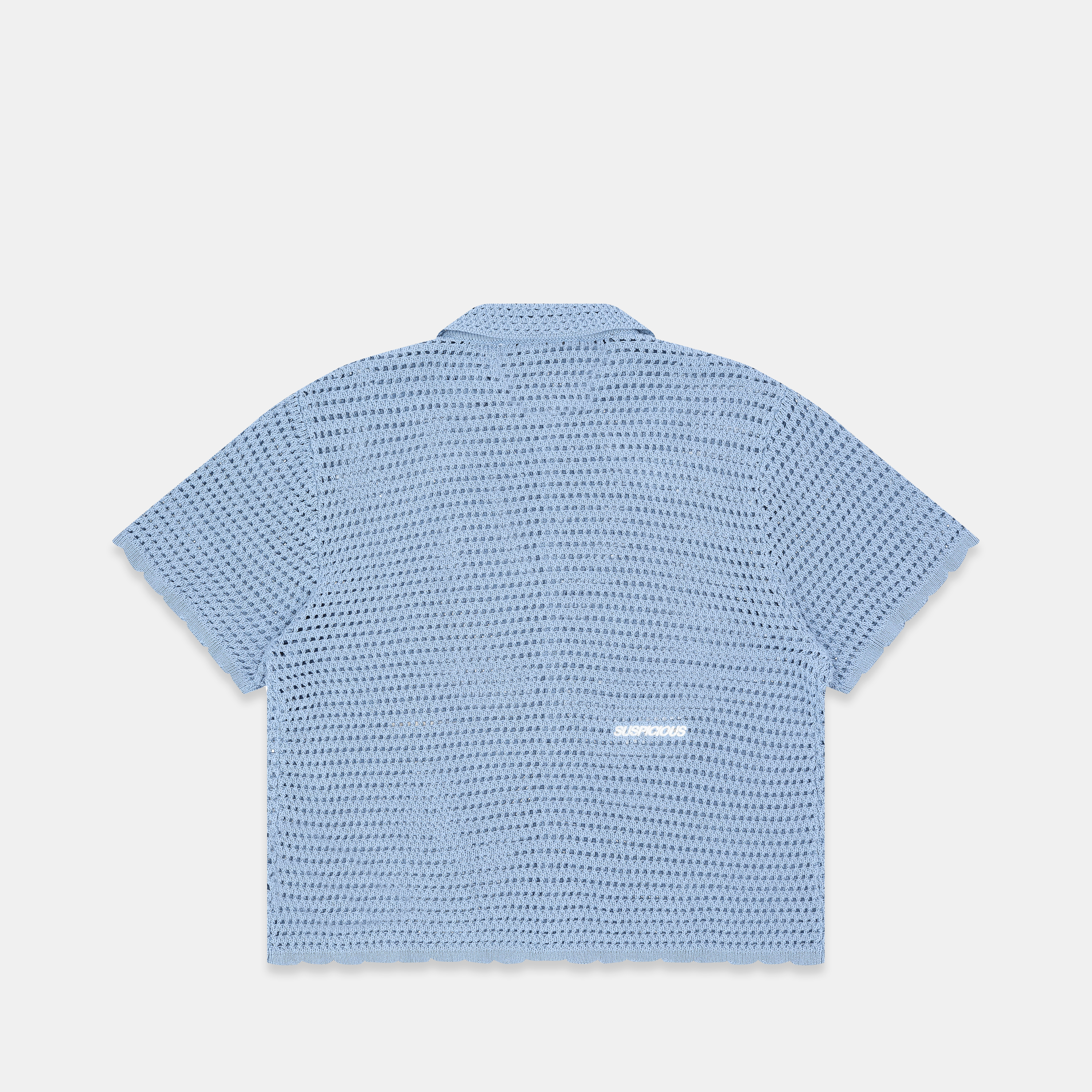 Suspicious Antwerp C&L / Essentials Crochet Shortsleeve Shirt - Coral Blue