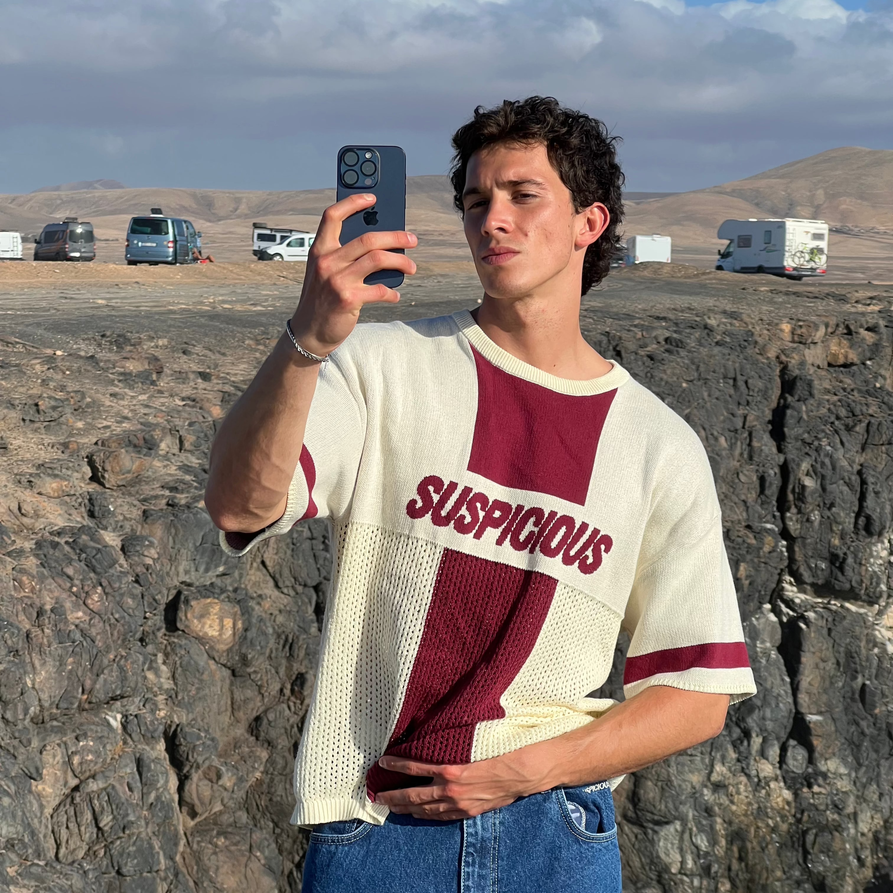 Suspicious Antwerp Football / Knitted Football Jersey - Natural Burgundy