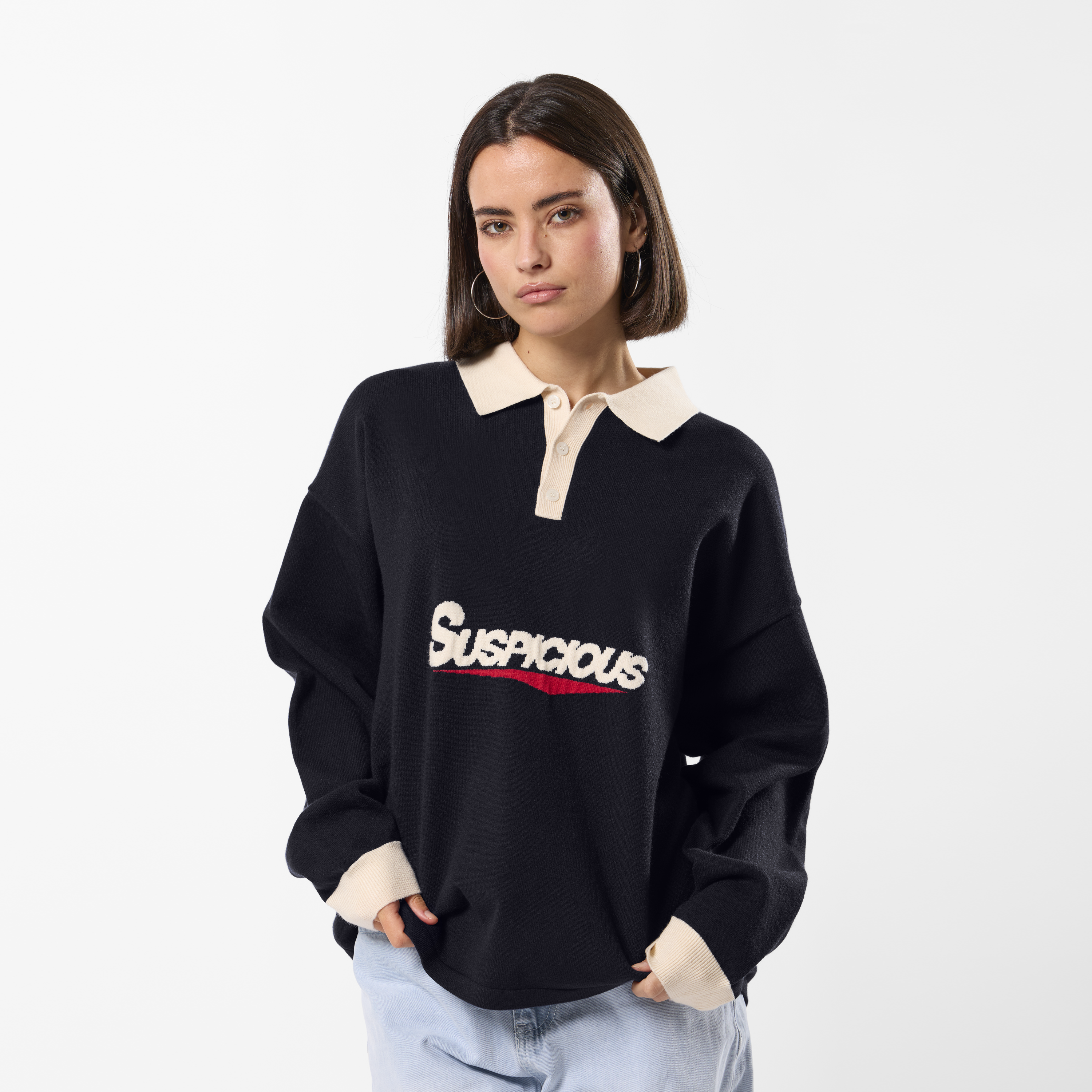 Suspicious Antwerp Winter3 / Flow Knitted Longsleeve Polo - Navy
