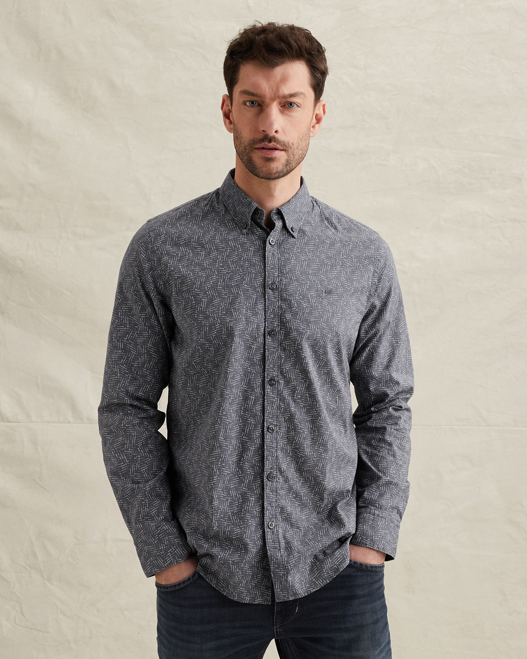 PME Legend Shirt with allover print and button-down collarx