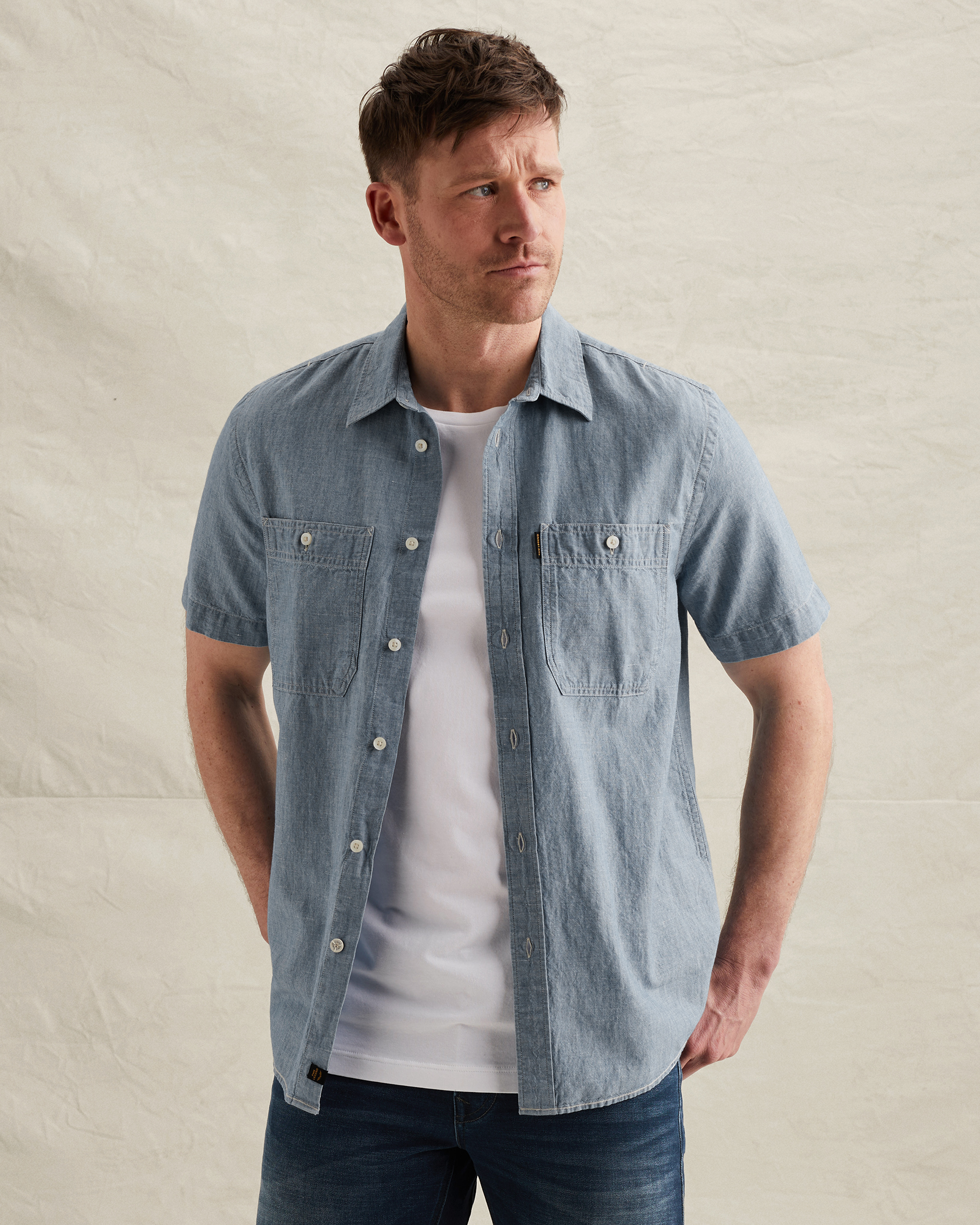 PME Legend Shirt in cotton/linen with short sleevesx