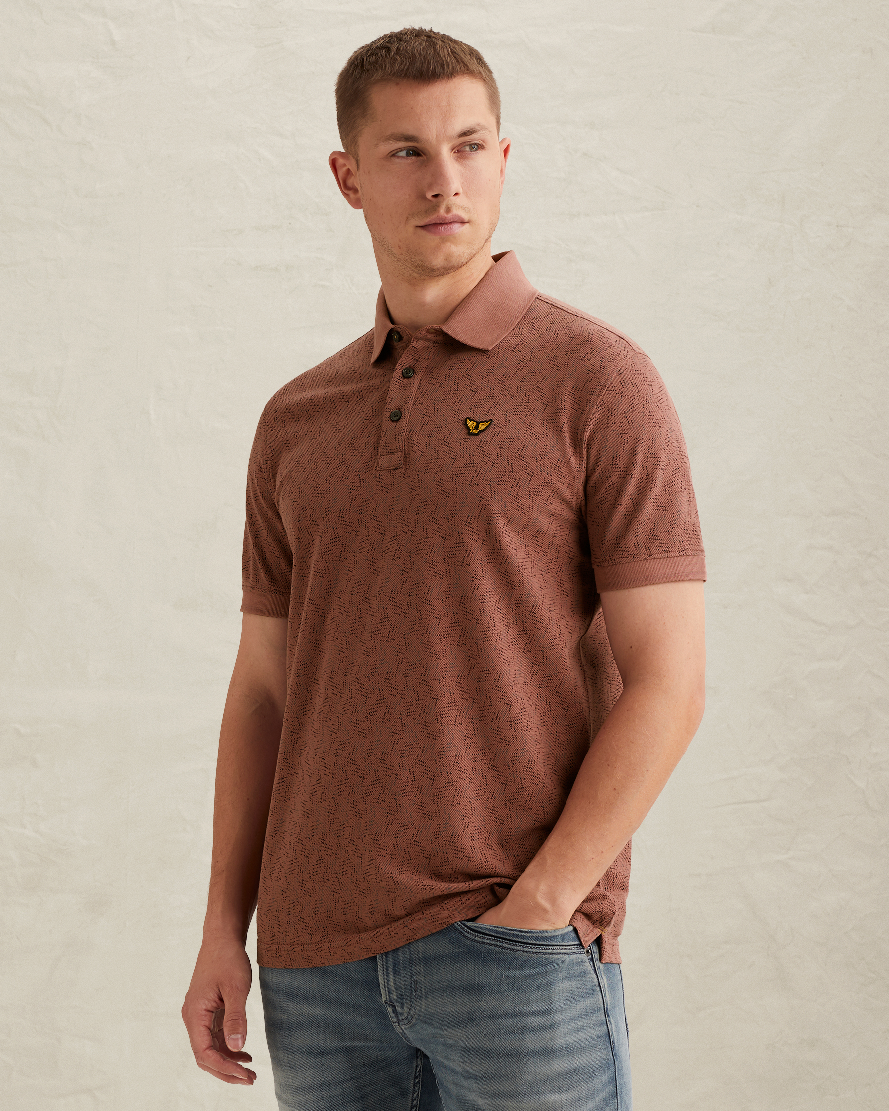 PME Legend Polo shirt with allover print and ribbed collarx