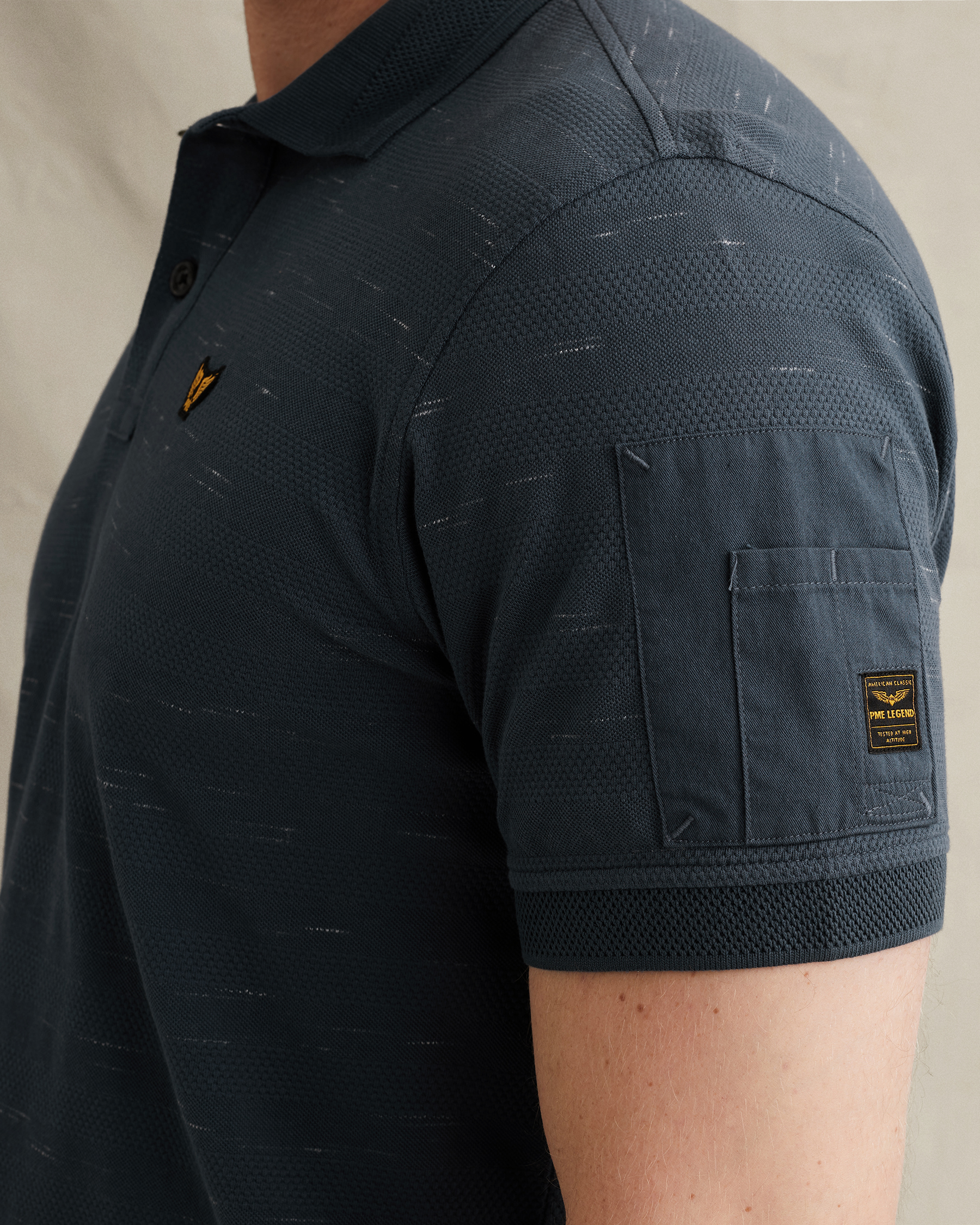 PME Legend Polo shirt with stripe pattern and flight pocketx