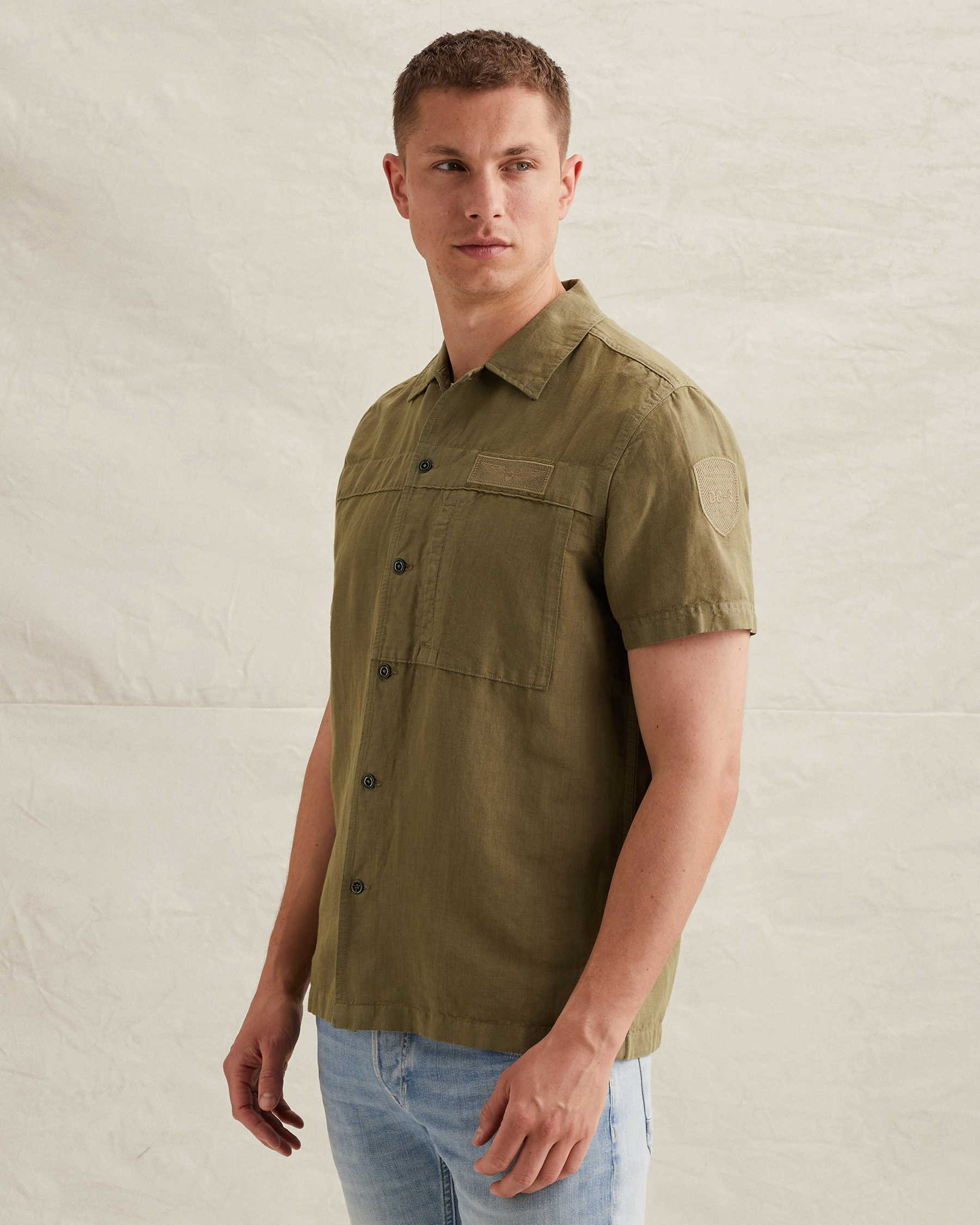 PME Legend Shirt in a cotton/linen blend with short sleevesx