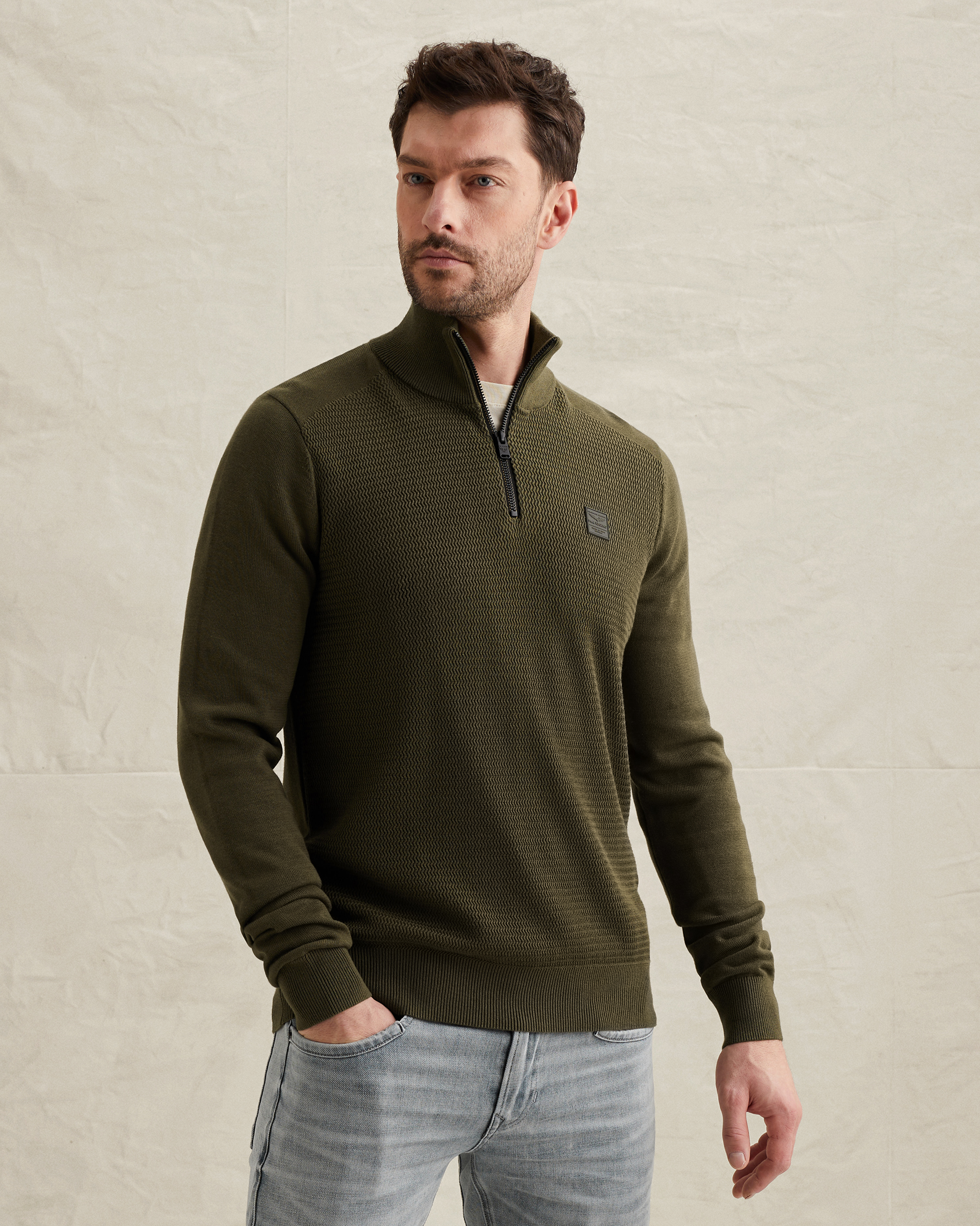 PME Legend Pullover in cotton/modal with half-zipx