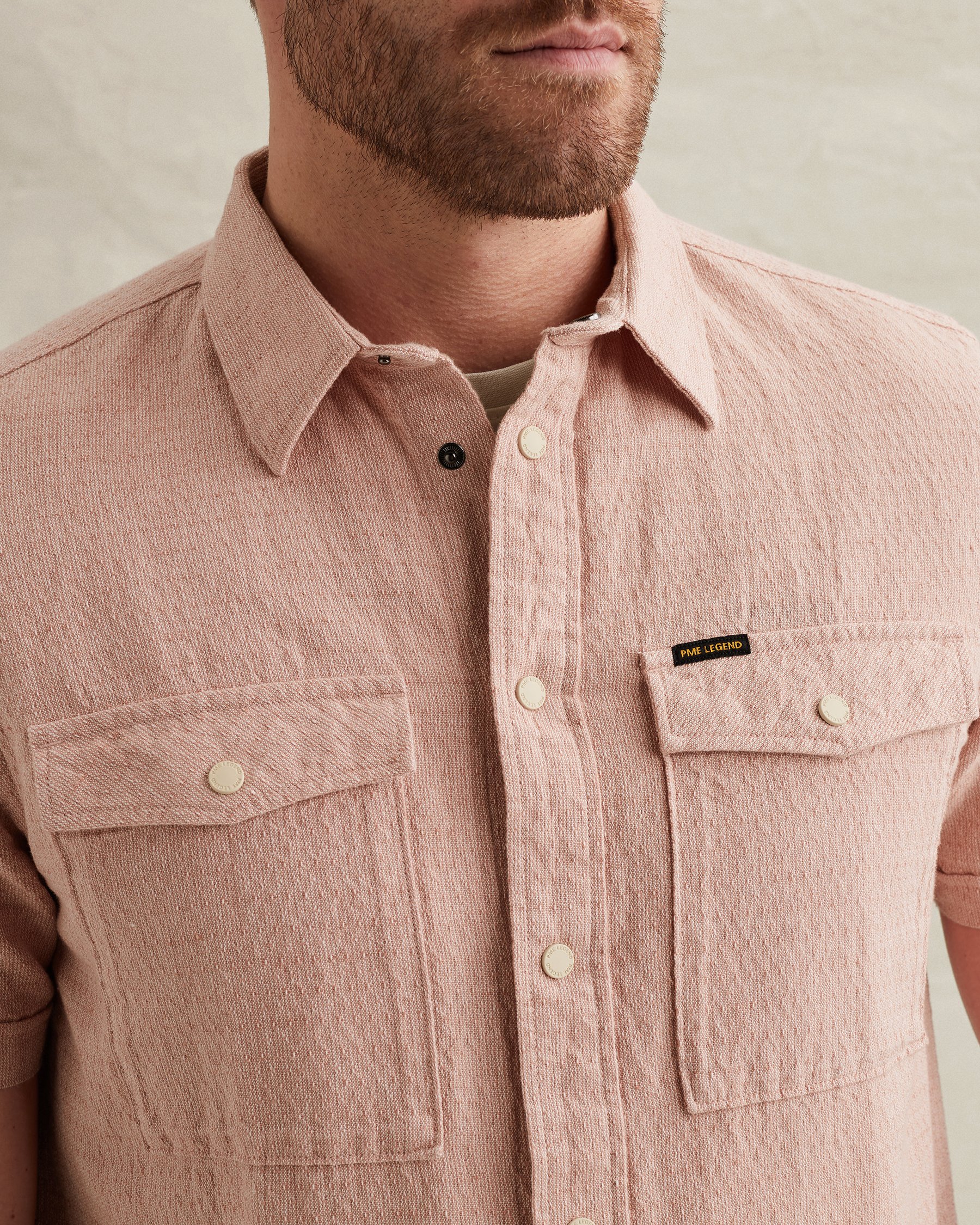 PME Legend Shirt with short sleeves in cotton/linenx