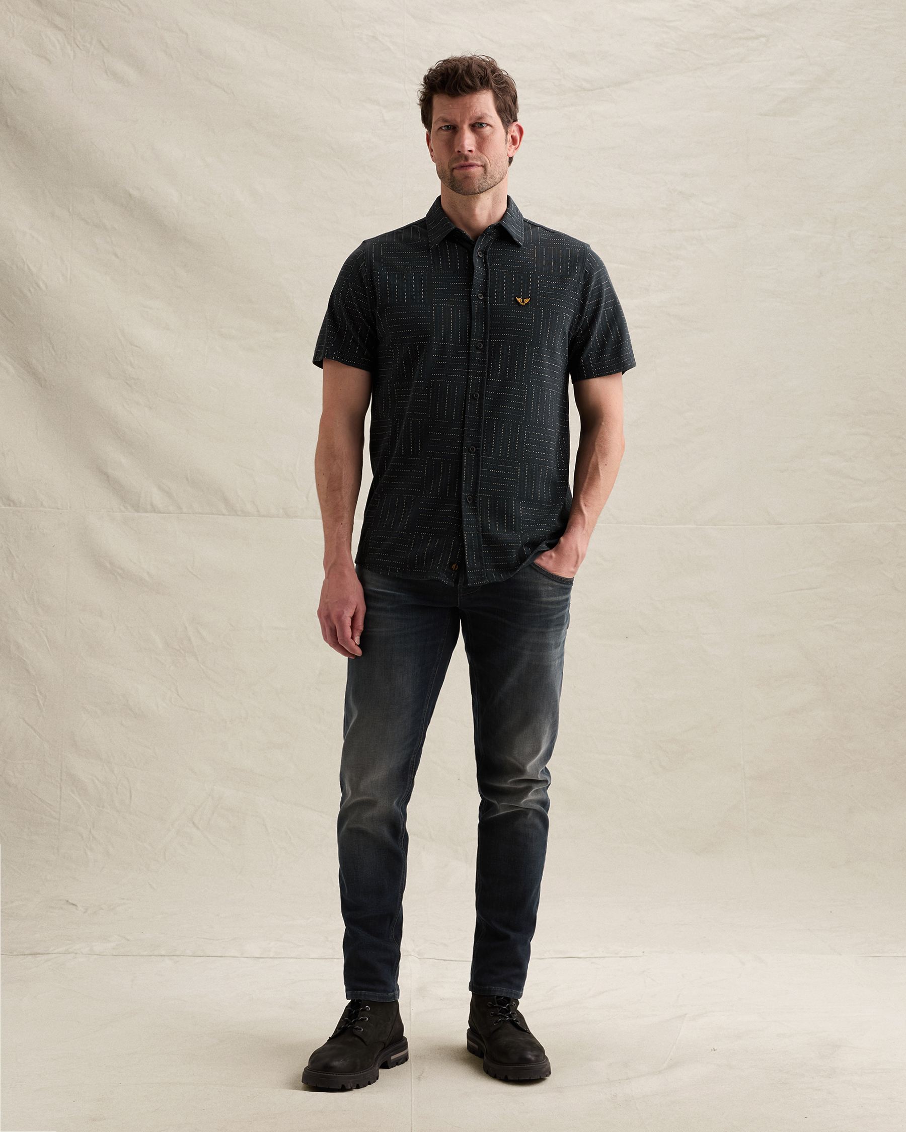 PME Legend Shirt with allover print and short sleevesx