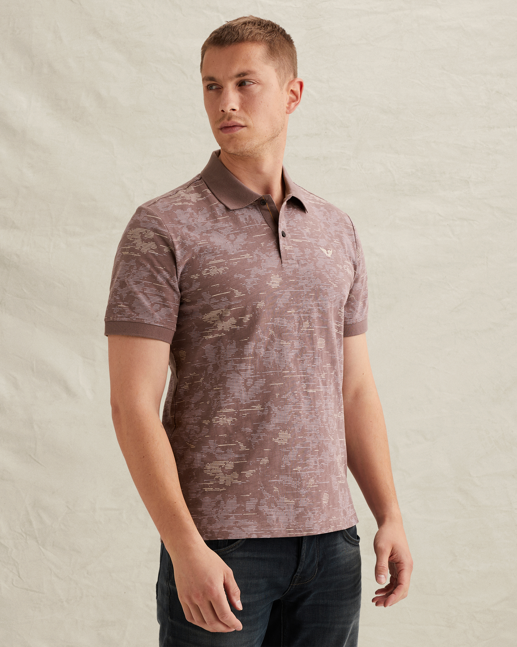 PME Legend Polo shirt in slub jersey with allover printx