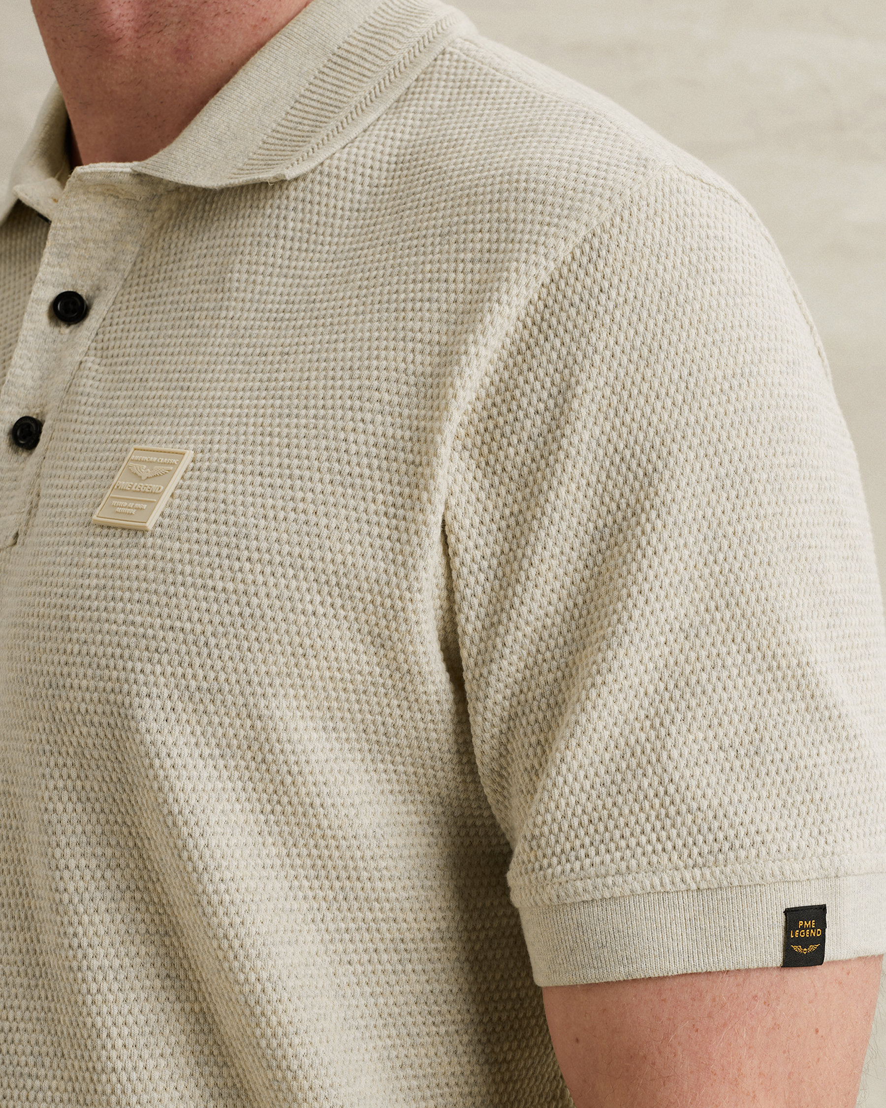 PME Legend Polo shirt with texture and ribbed hemsx