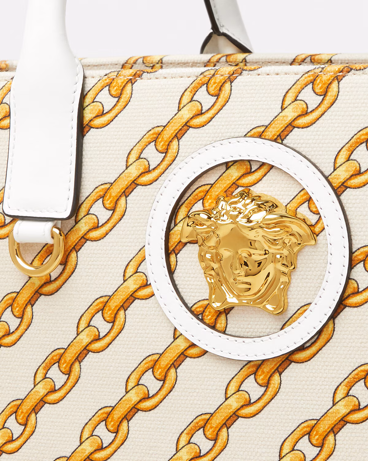 Versace Chain Stripes La Medusa Large Tote Bag