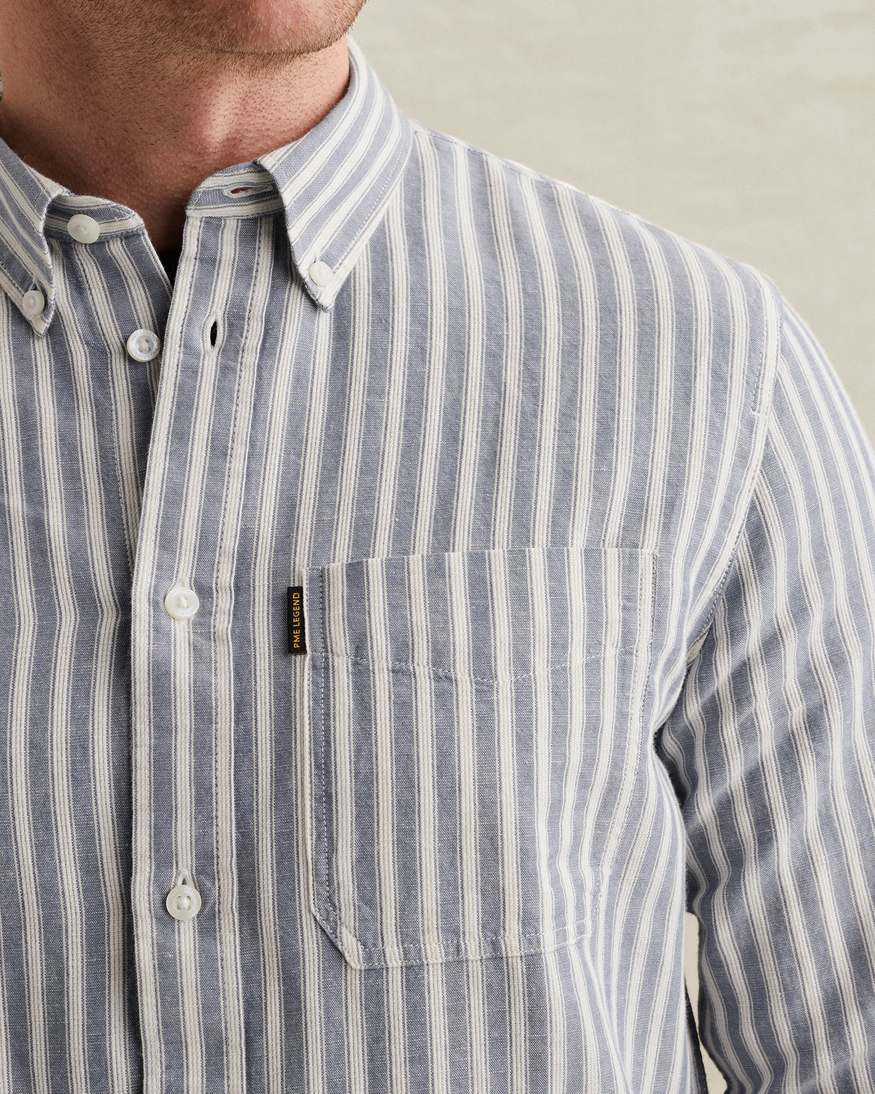 PME Legend Shirt in cotton/linen with stripe patternx