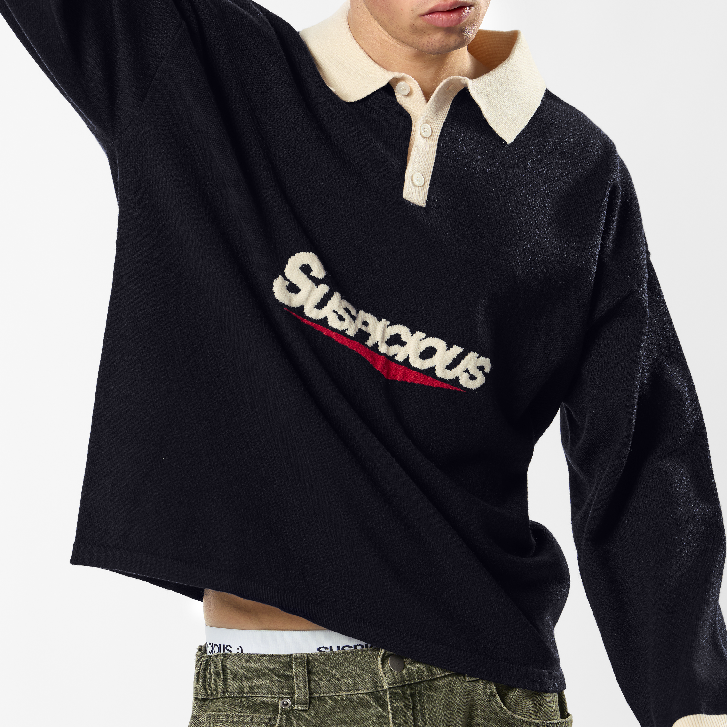 Suspicious Antwerp Winter3 / Flow Knitted Longsleeve Polo - Navy