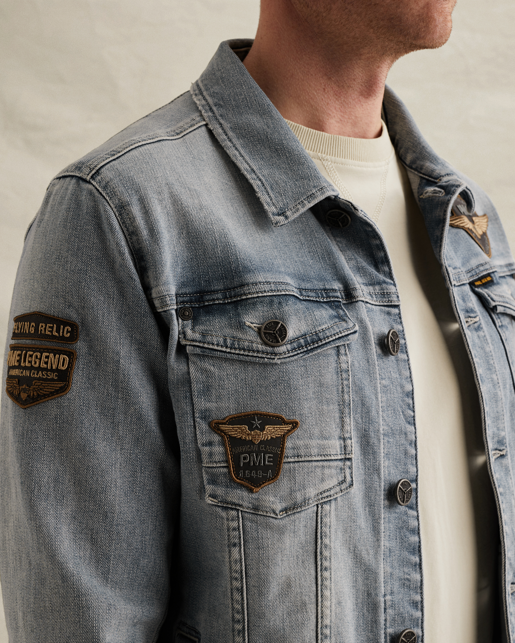 PME Legend Denim jacket with badgesx