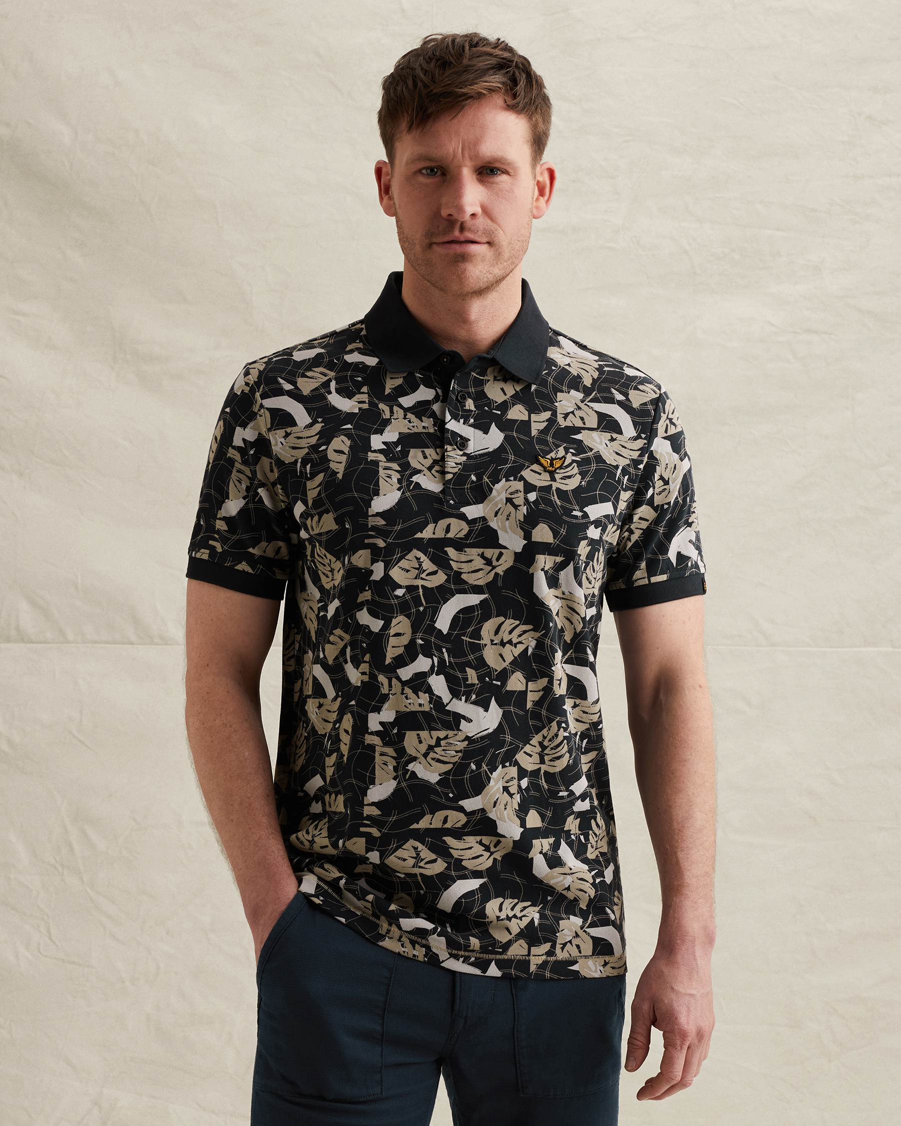 PME Legend Polo shirt with allover print and tailwing logox