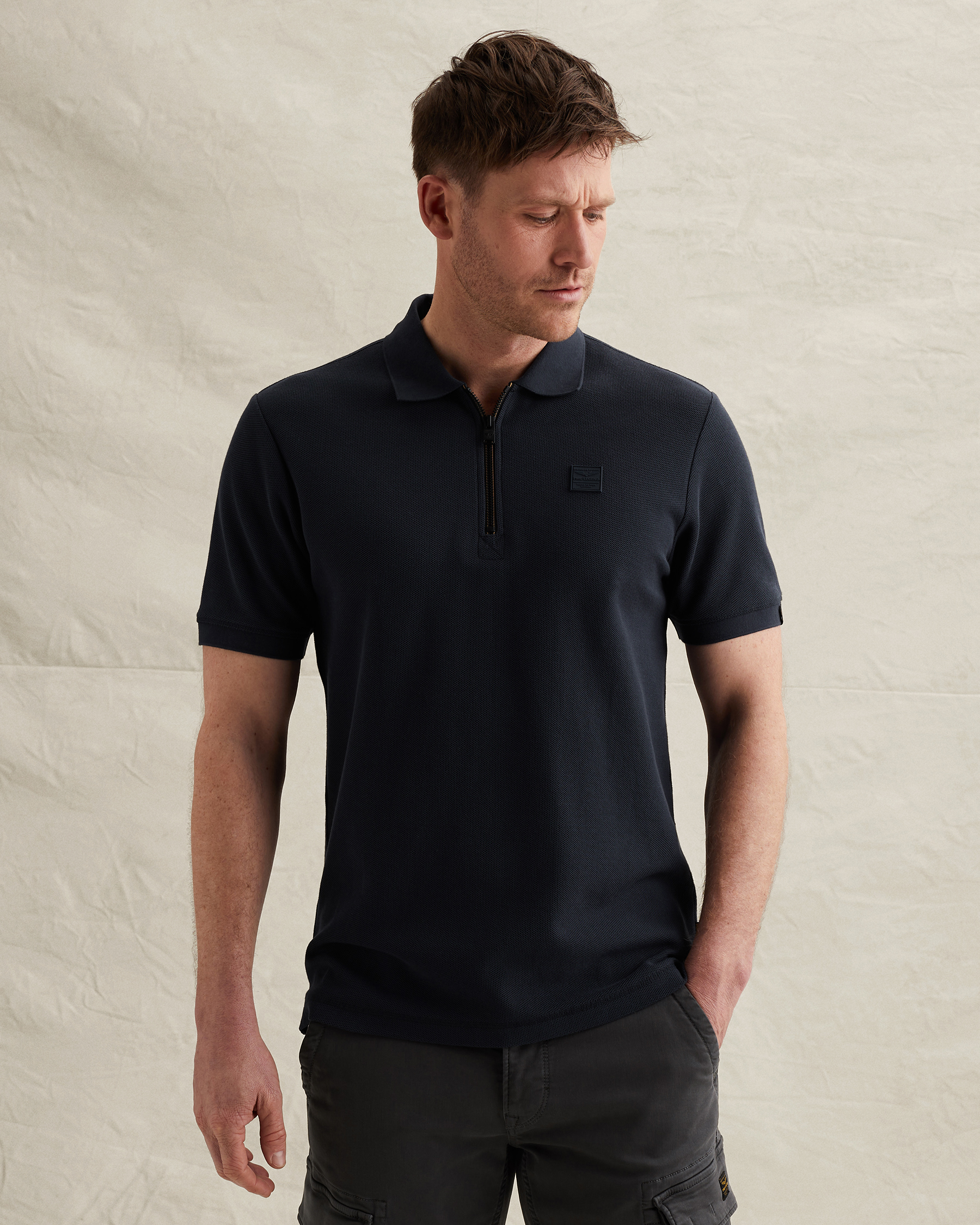 PME Legend Polo shirt with waffle texture and ribbed collarx