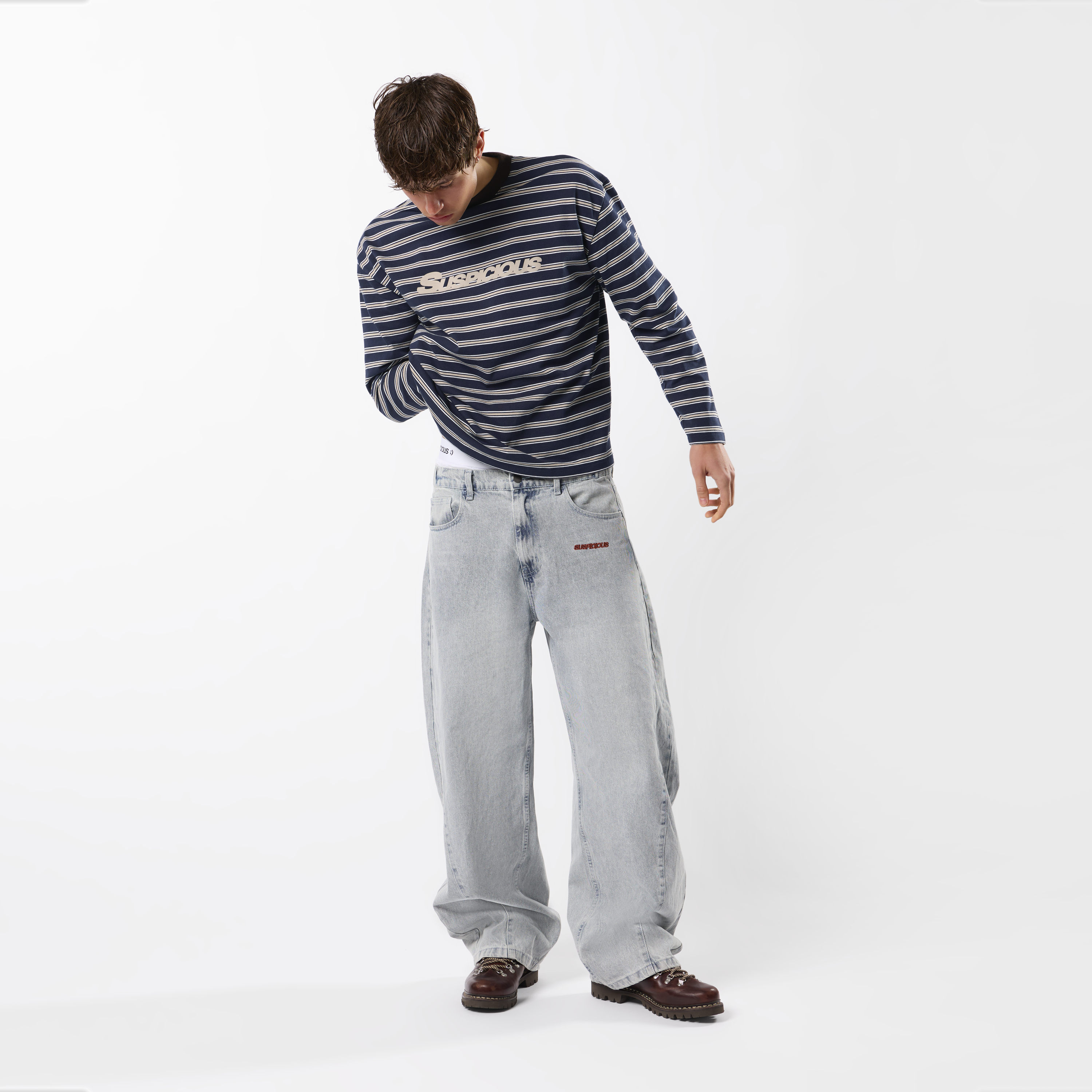 Suspicious Antwerp Winter3 / Flow Striped Longsleeve - Blue & Brown