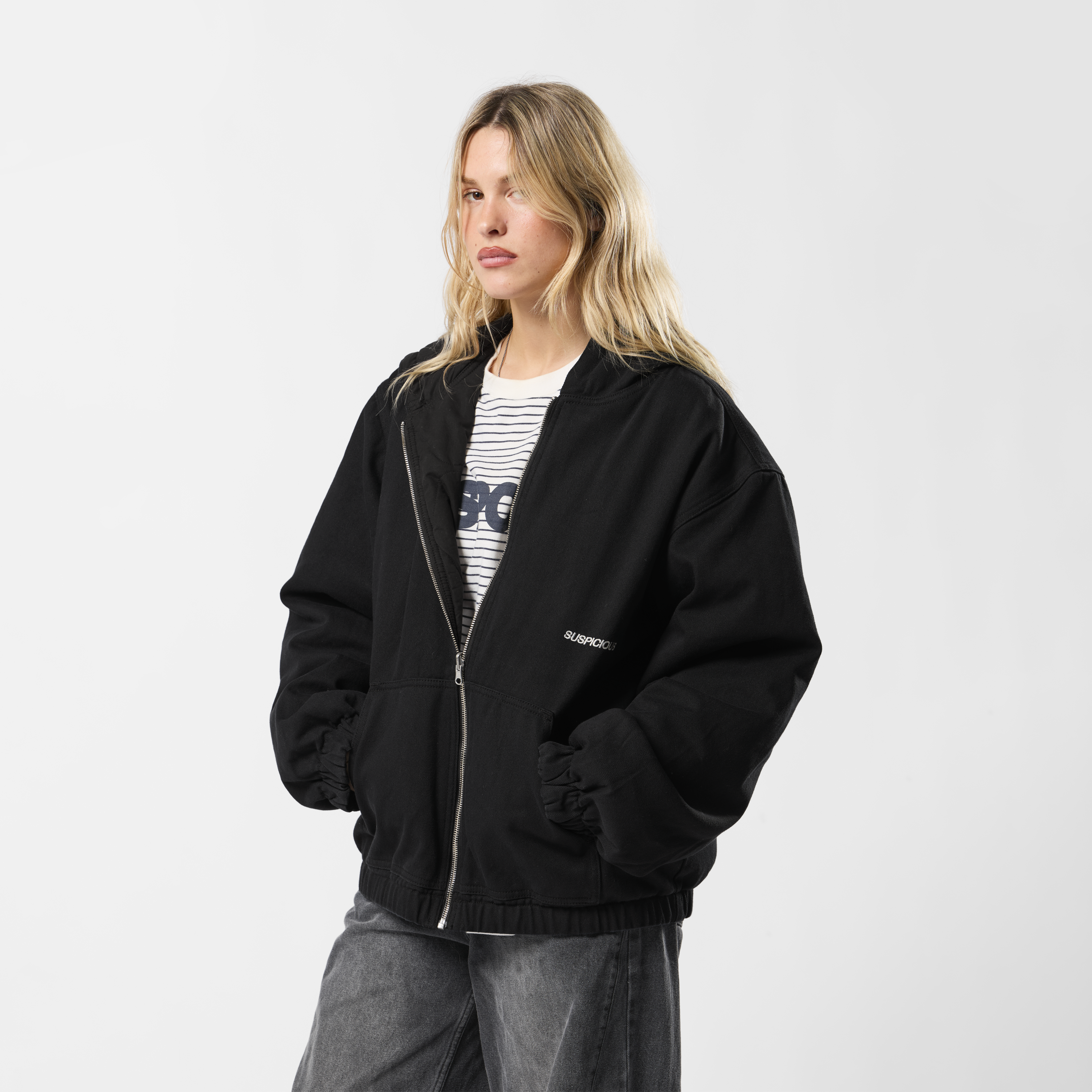 Suspicious Antwerp Fall / Reversible Canvas Hooded Jacket - Black