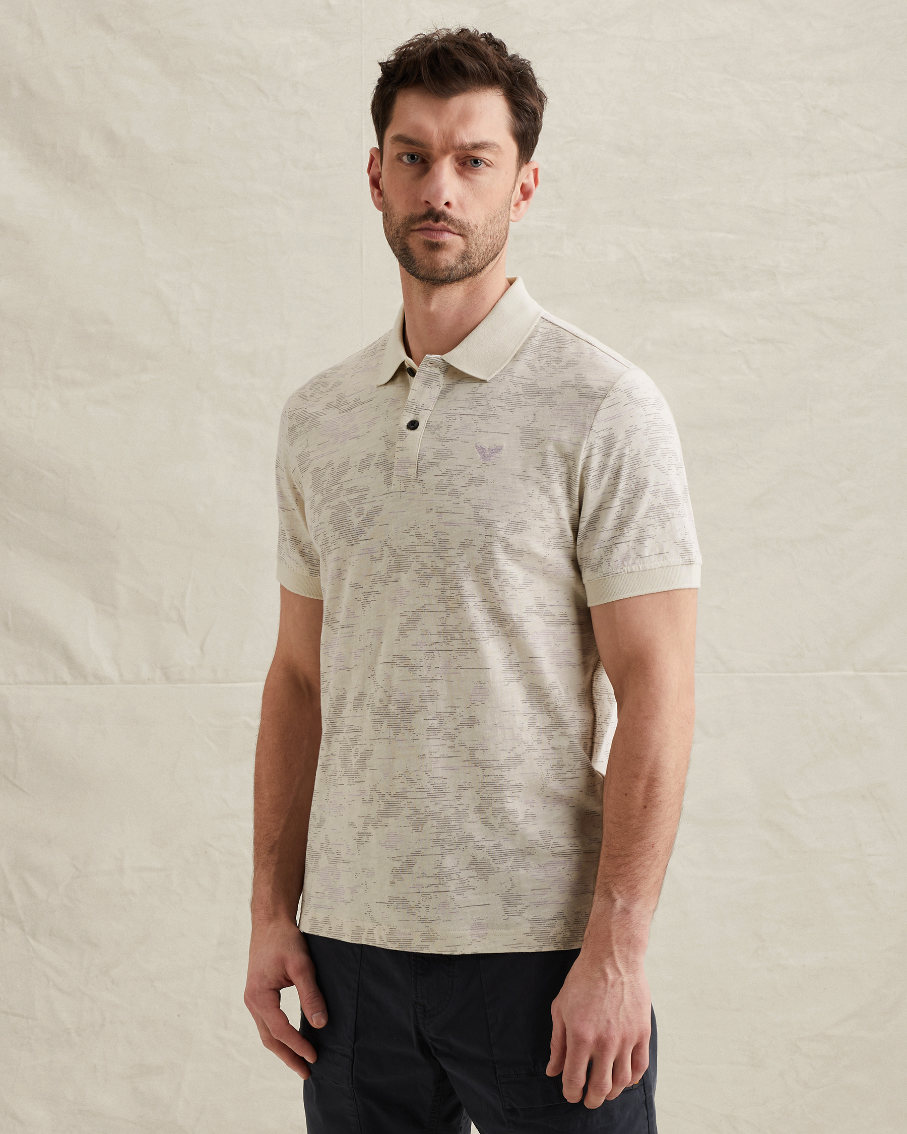PME Legend Polo shirt in slub jersey with allover printx