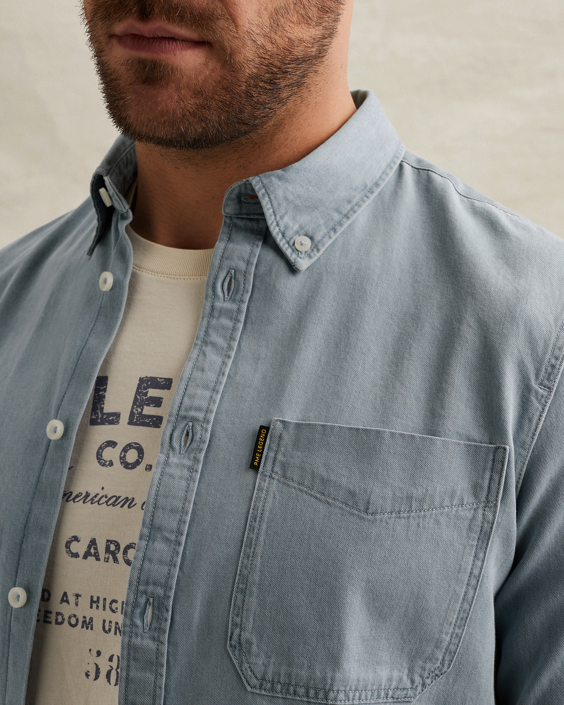 PME Legend Denim shirt with stitching detailsx