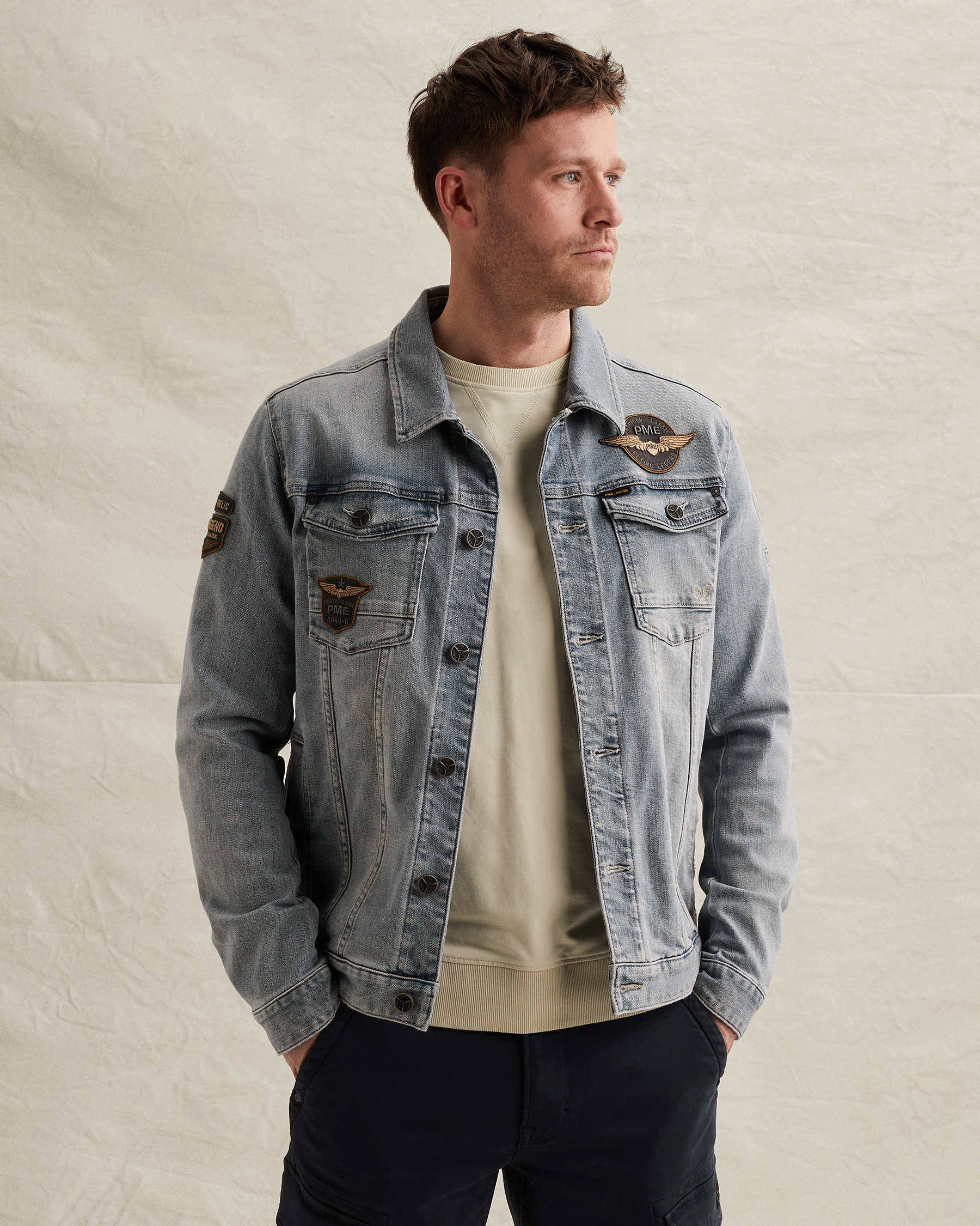 PME Legend Denim jacket with badgesx