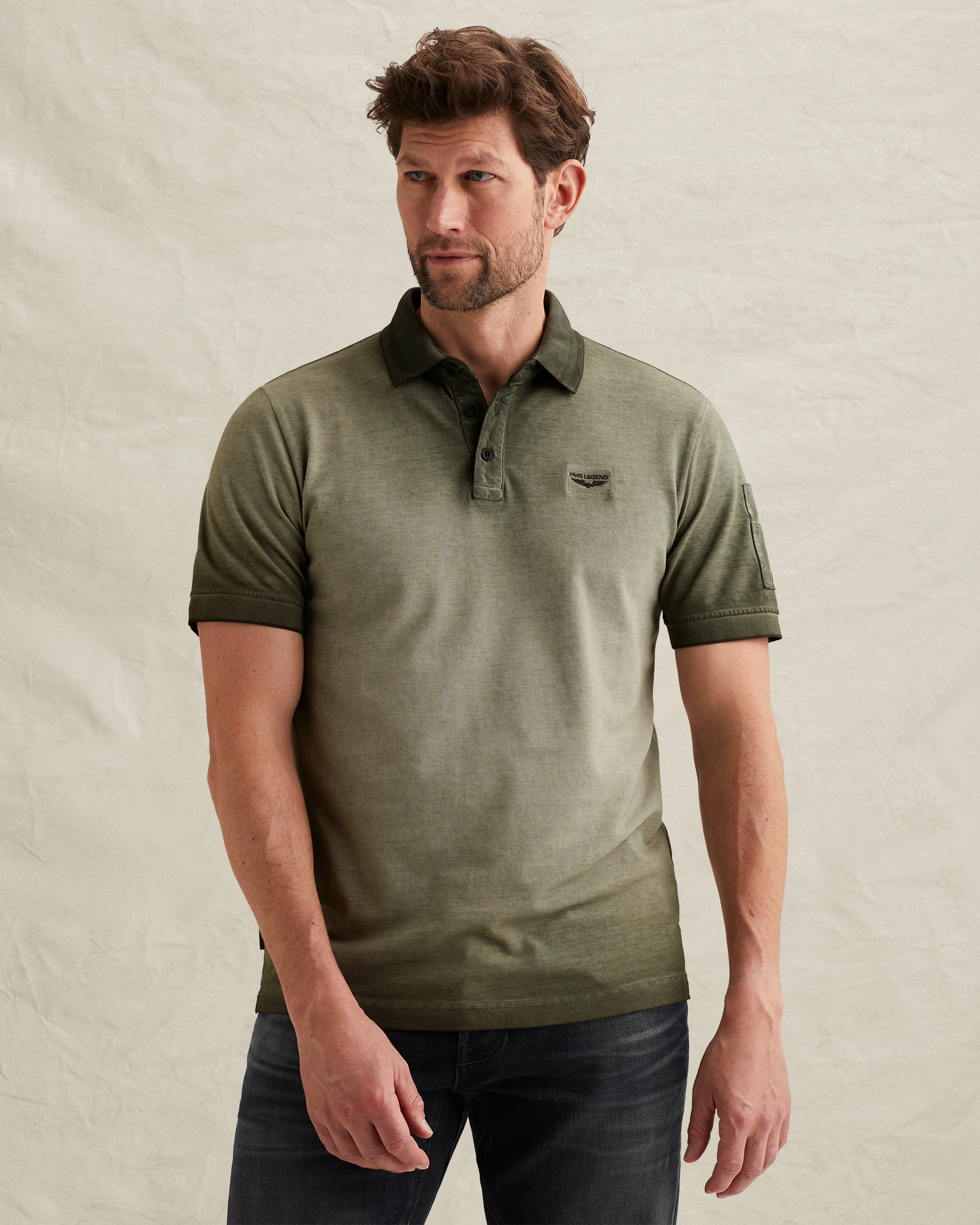 PME Legend Polo shirt with cold-dye wash and flight pocketx