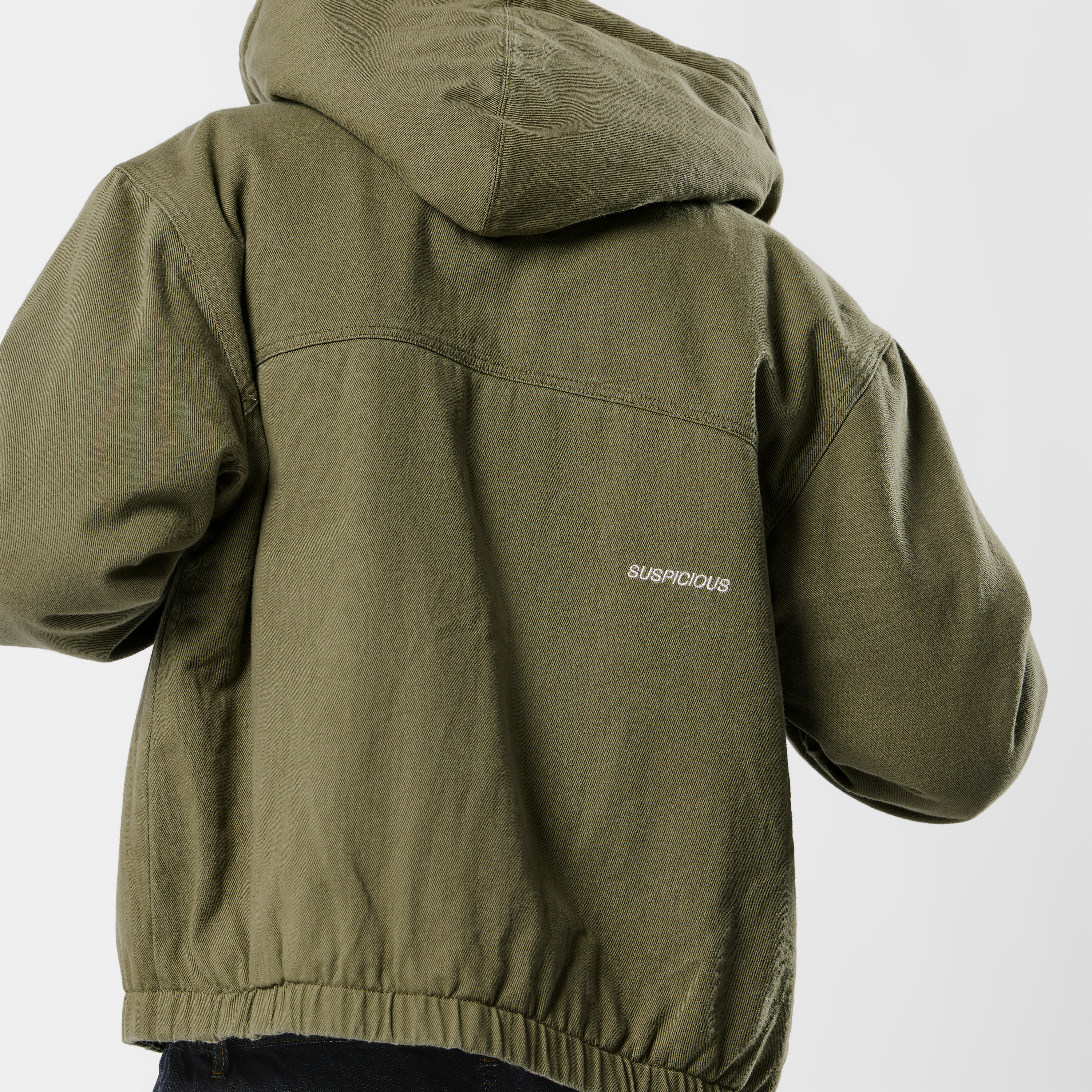 Suspicious Antwerp Fall / Reversible Canvas Hooded Jacket - Lichen Green