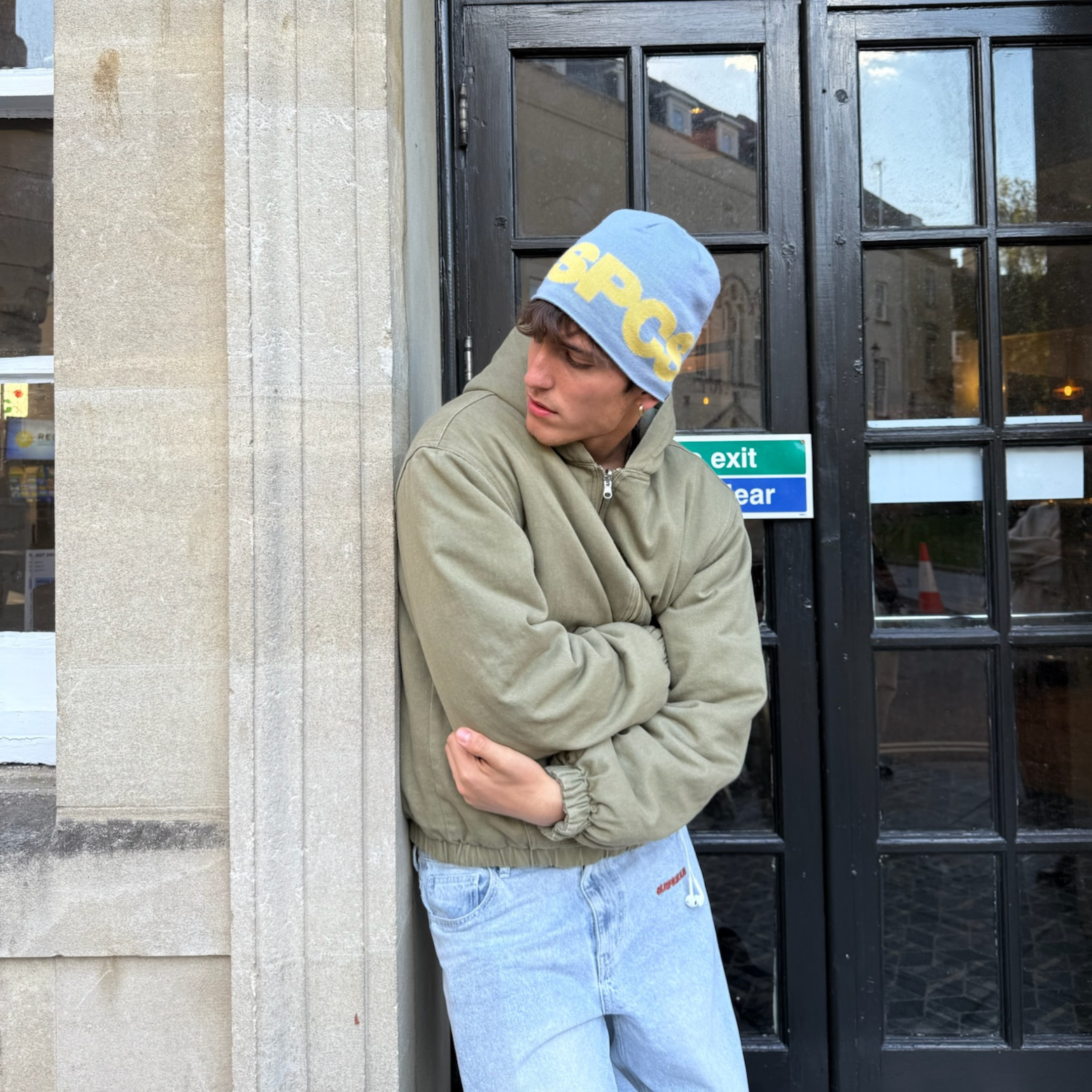 Suspicious Antwerp Fall / Reversible Canvas Hooded Jacket - Lichen Green