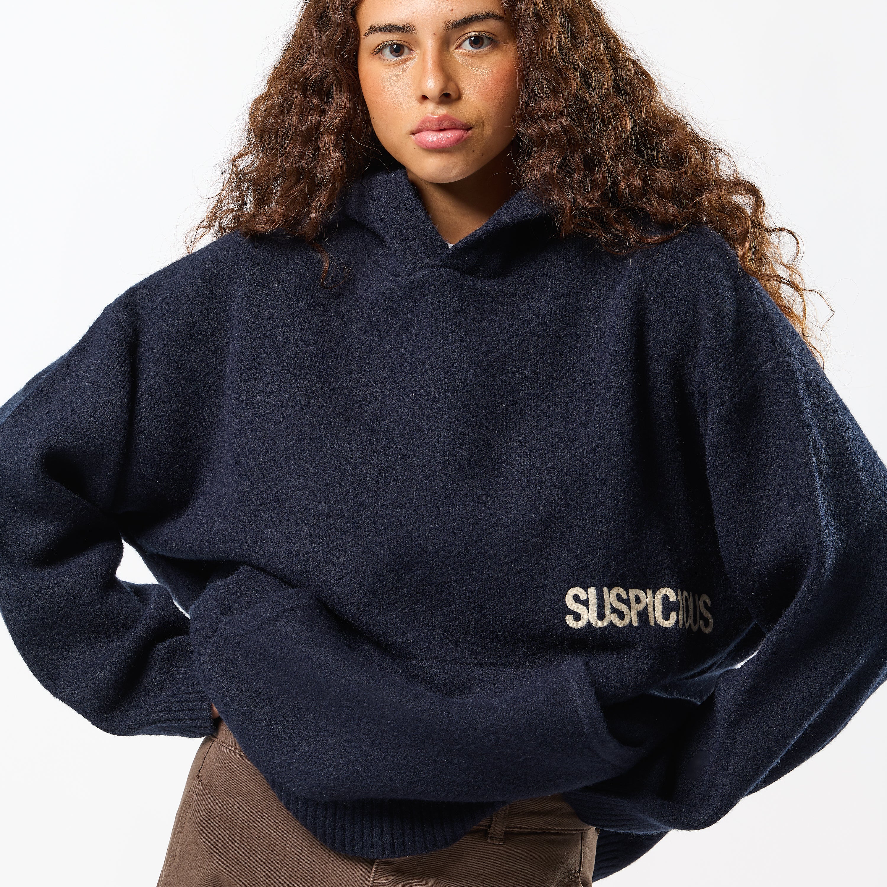 Suspicious Antwerp Winter1 / Core Knitted Hoodie - Navy