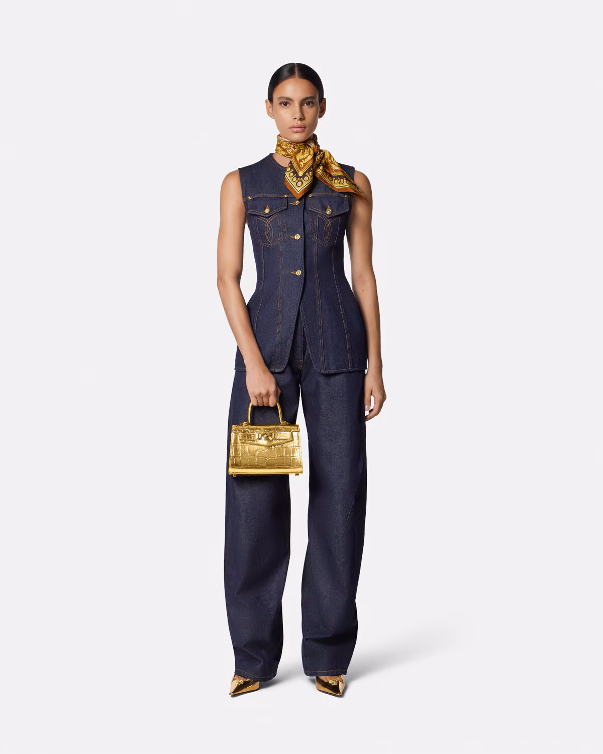 Versace Croc-Effect Medusa '95 Small Handbag