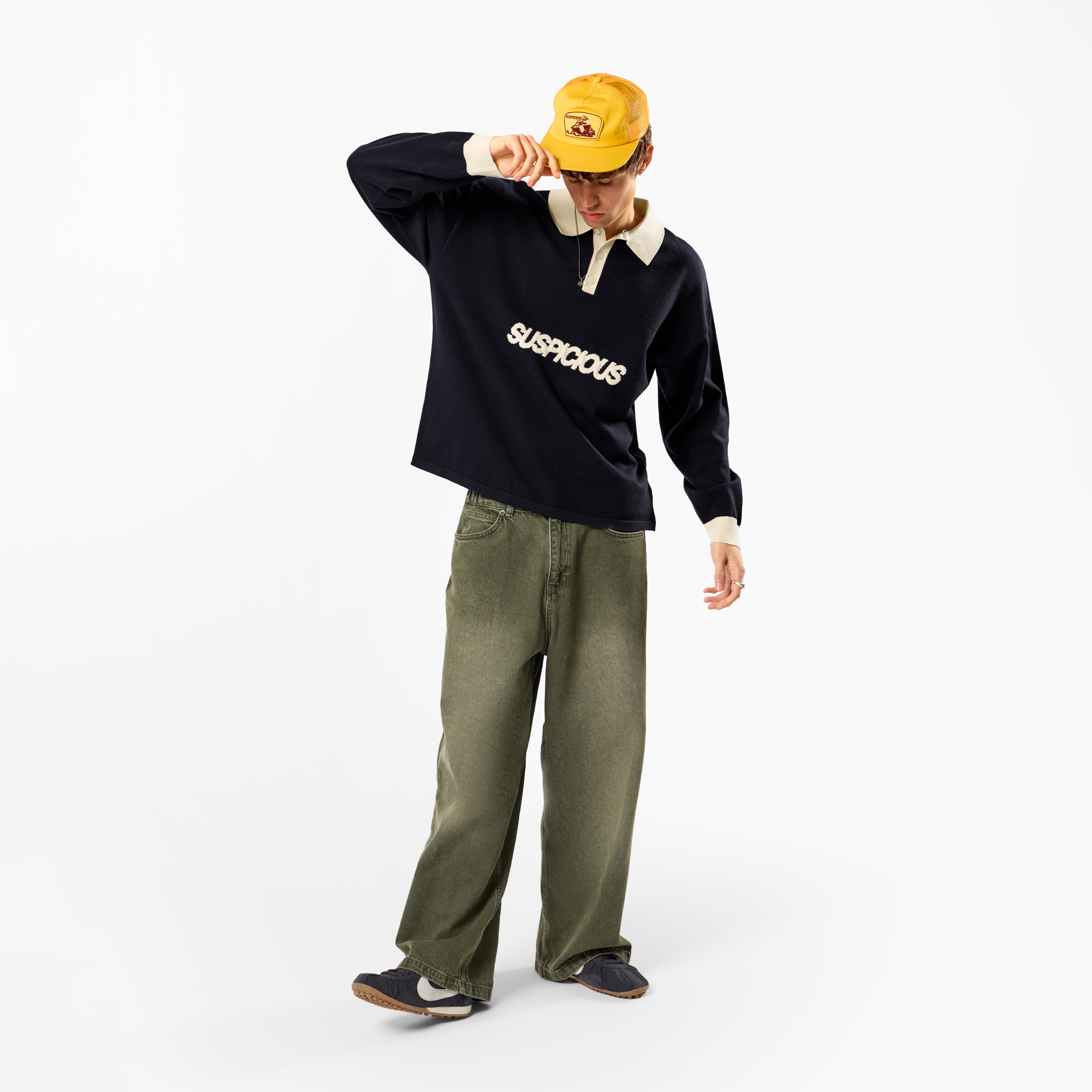 Suspicious Antwerp Winter3 / Icon Knitted Longsleeve Polo - Navy