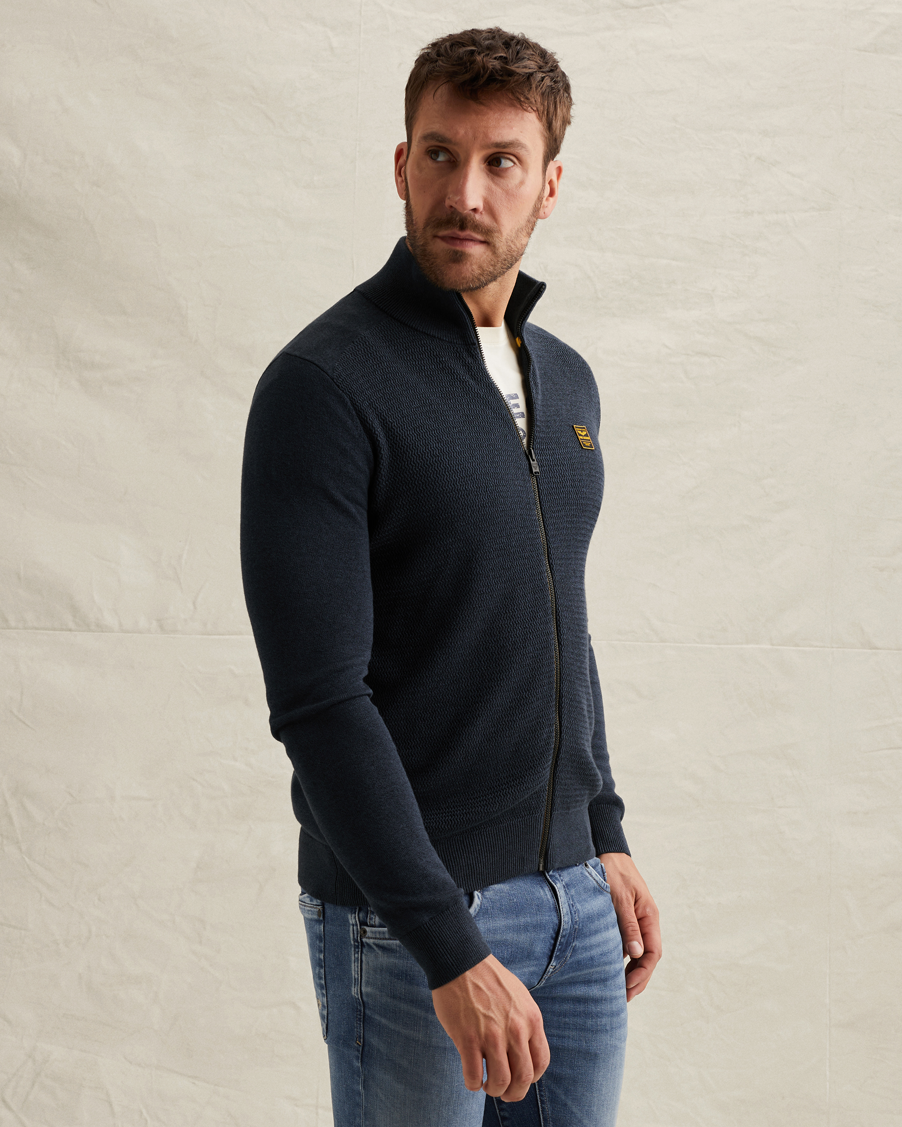 PME Legend Cardigan with zipper closure and stand-up collarx