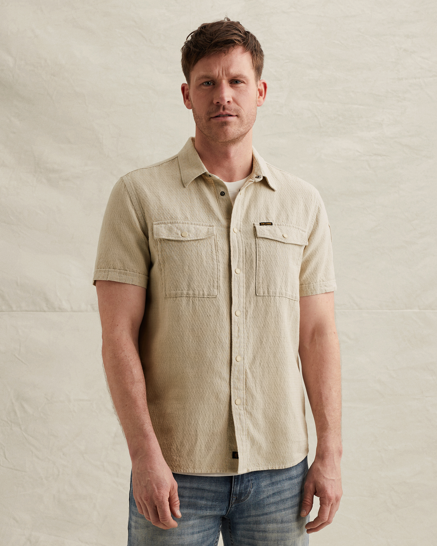 PME Legend Shirt with short sleeves in cotton/linenx