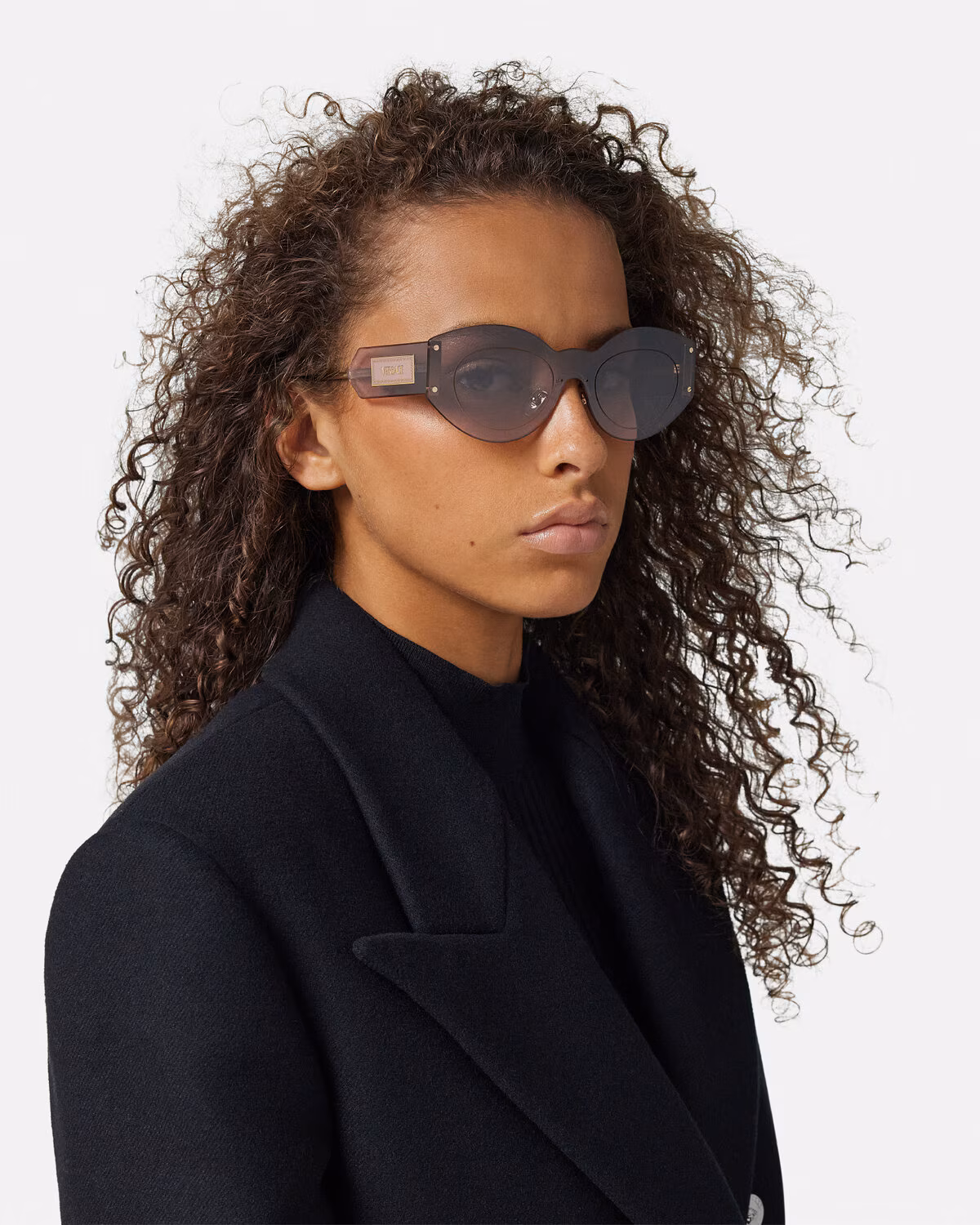 Versace Damier Plaque Shield Sunglasses