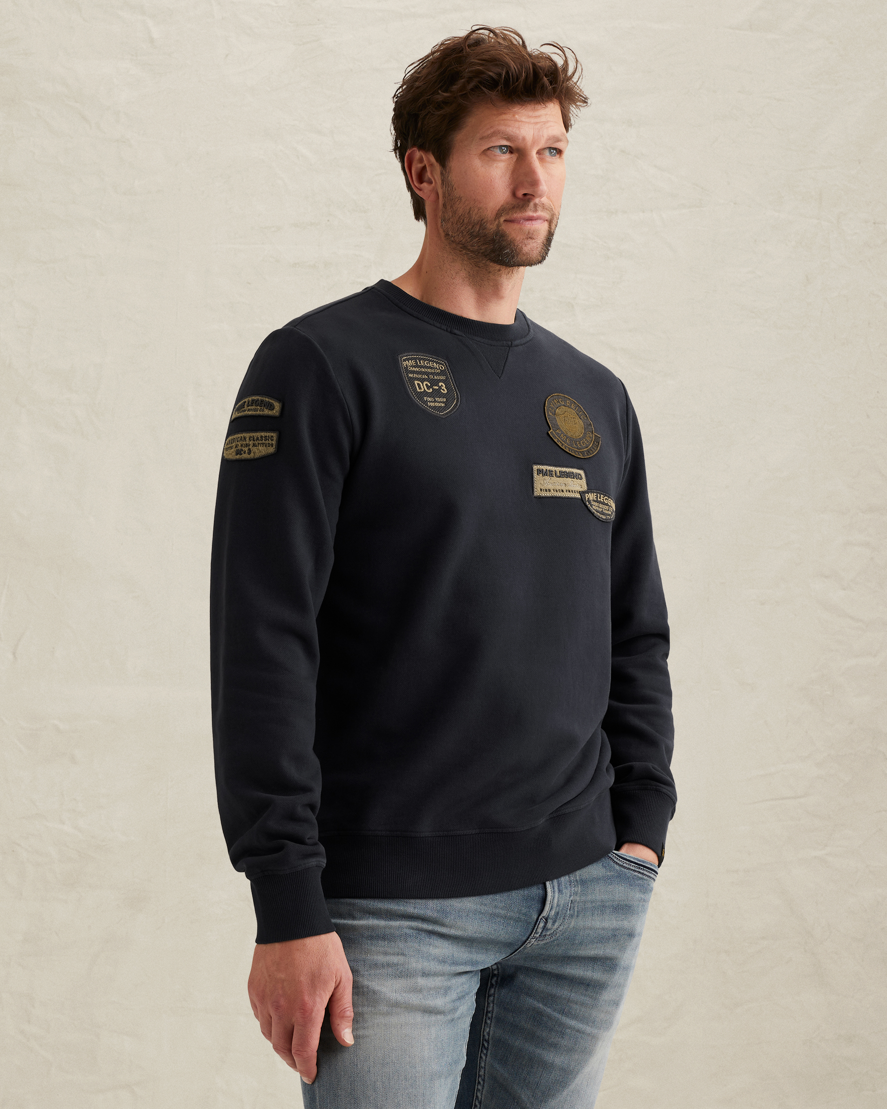 PME Legend Sweatshirt with badges and garment-dye washx