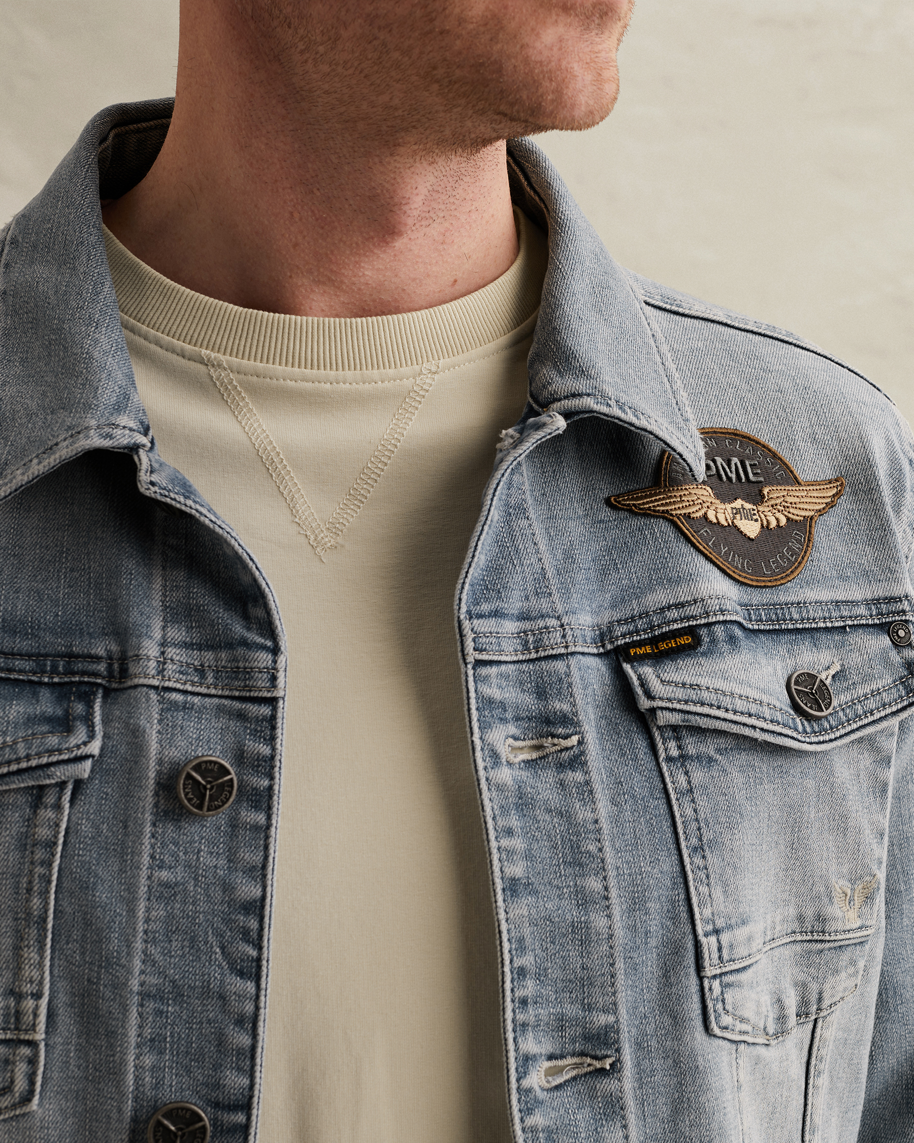 PME Legend Denim jacket with badgesx