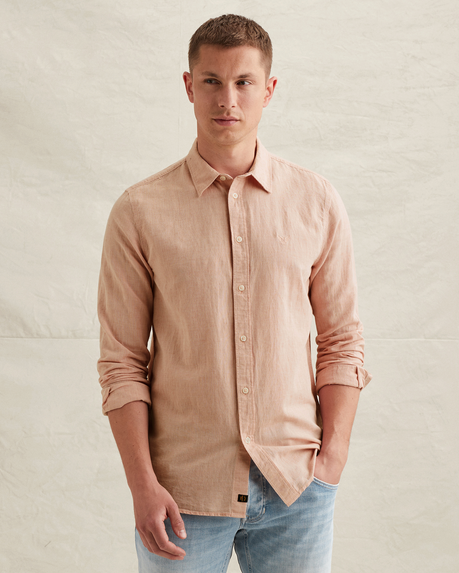 PME Legend Cotton/linen shirt with embroidered logox