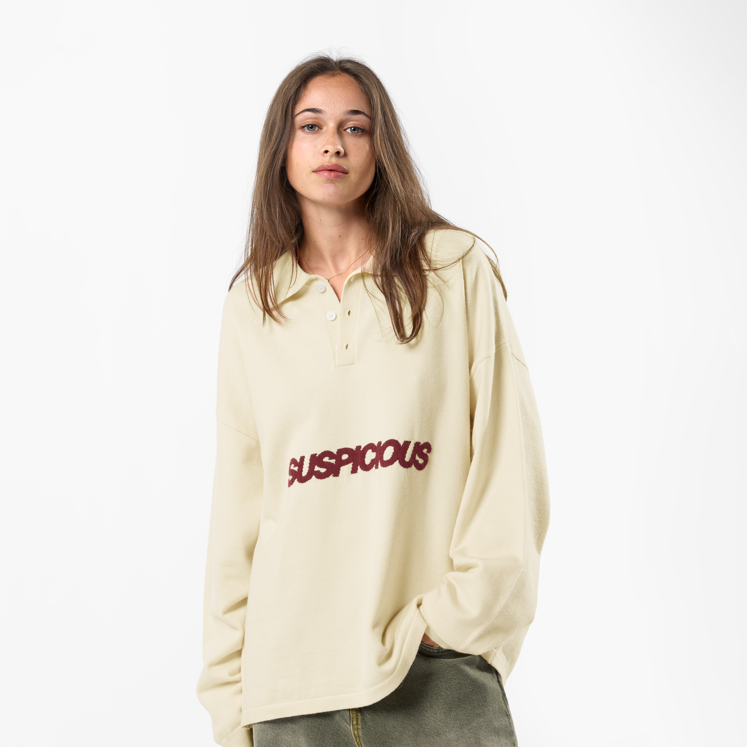 Suspicious Antwerp Winter3 / Icon Knitted Longsleeve Polo - Natural