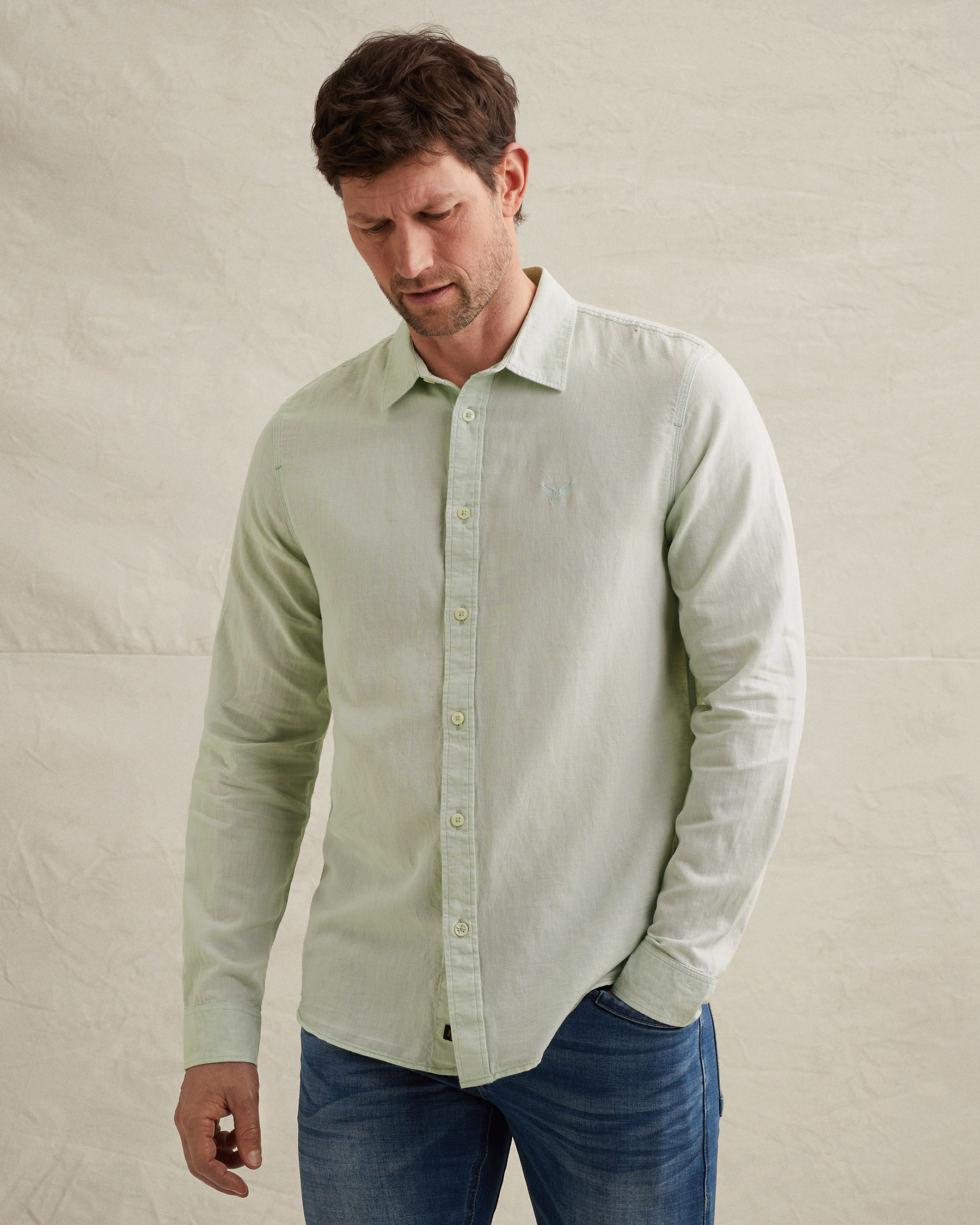 PME Legend Cotton/linen shirt with embroidered logox