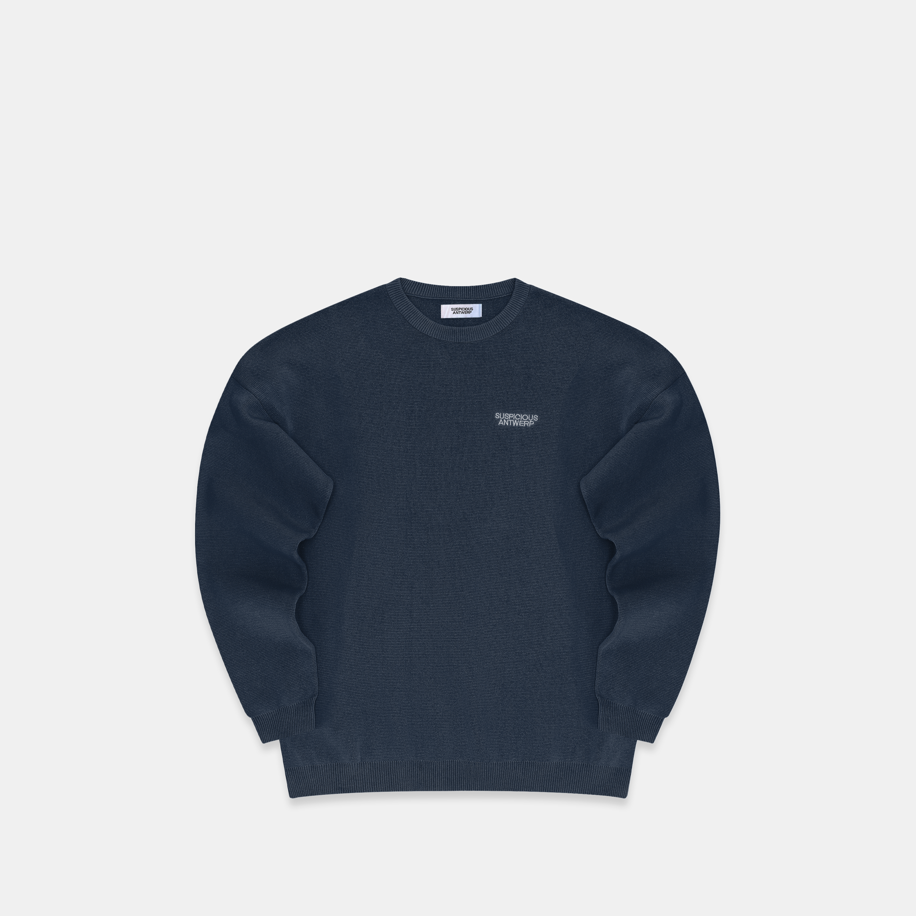 Suspicious Antwerp The Essentials Cotton Knitted Crewneck - Coastal Blue