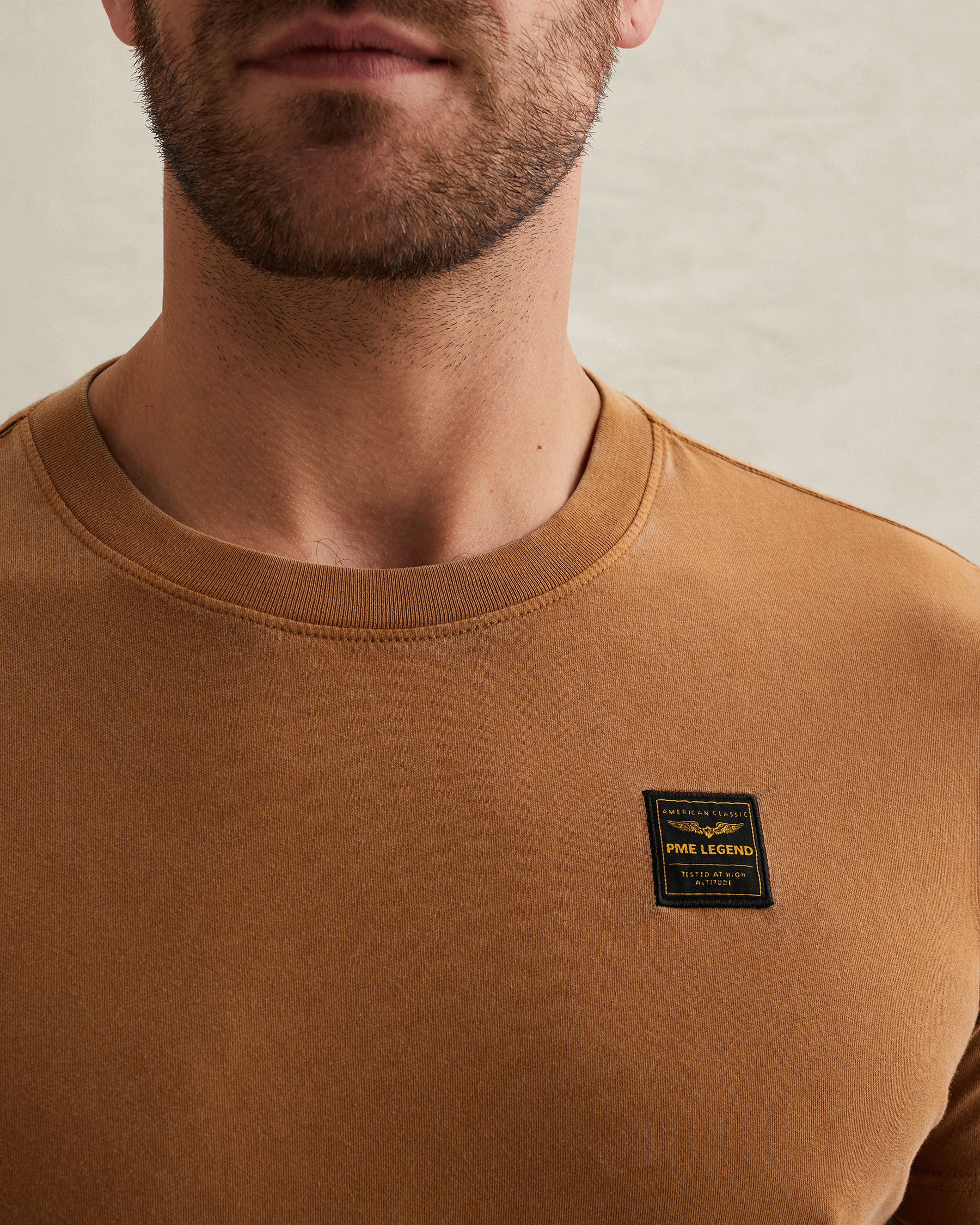 PME Legend T-shirt with a garment-dye wash and badgex