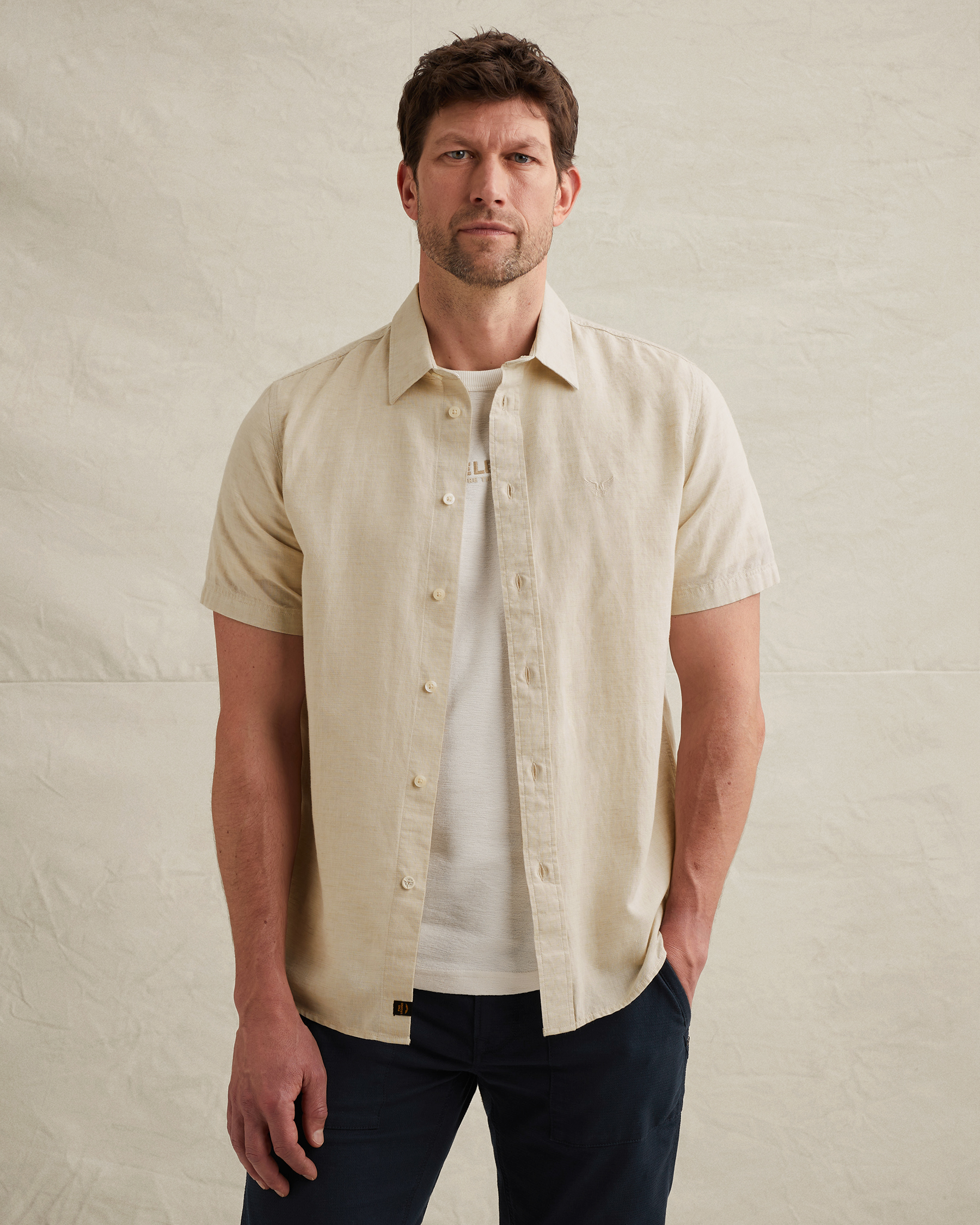 PME Legend Shirt in cotton/linen with button closurex