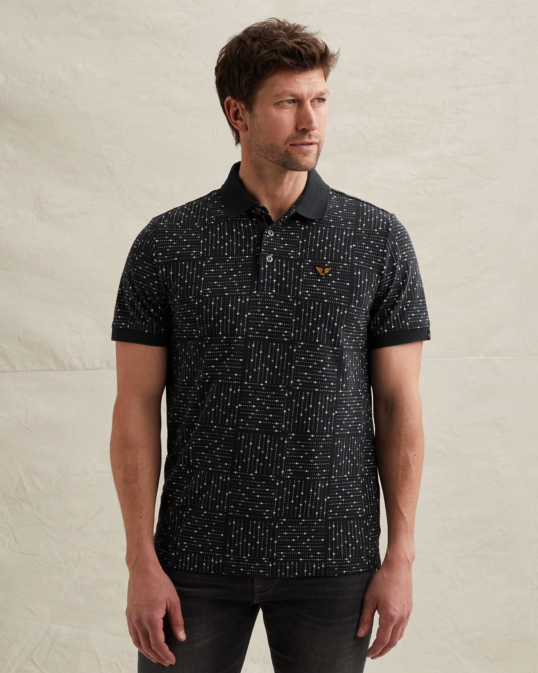PME Legend Polo shirt in fine piqué with allover printx