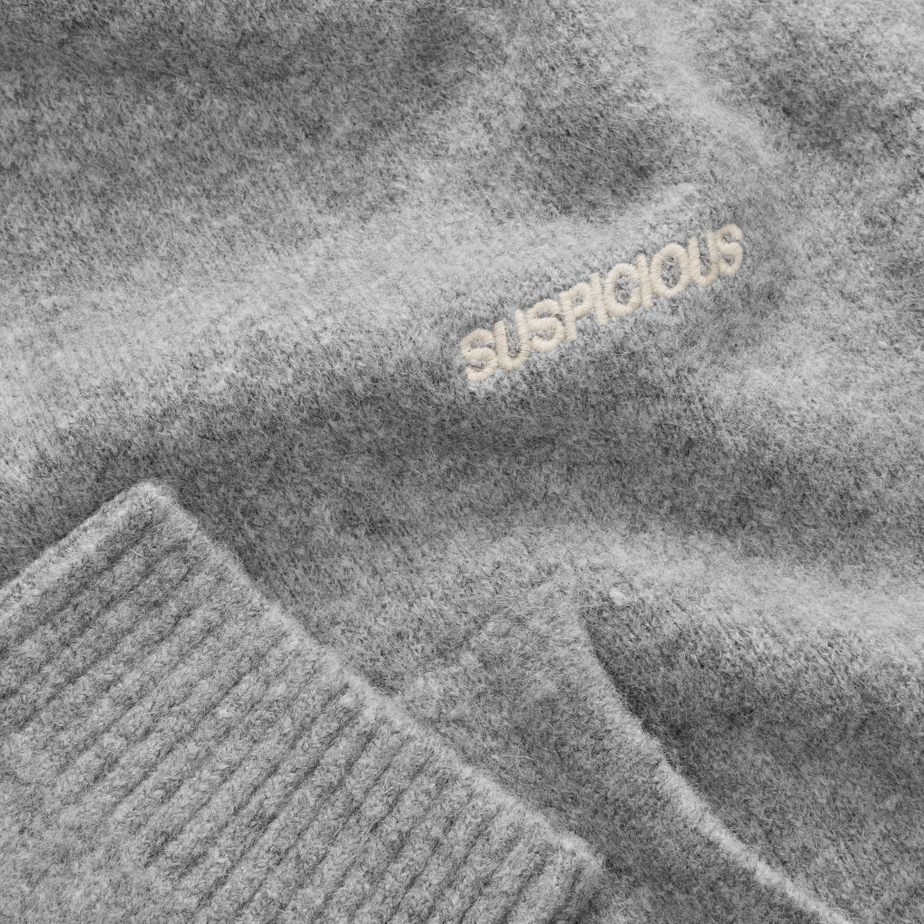 Suspicious Antwerp Fall / The SUS Knitted Hoodie - Heather Grey