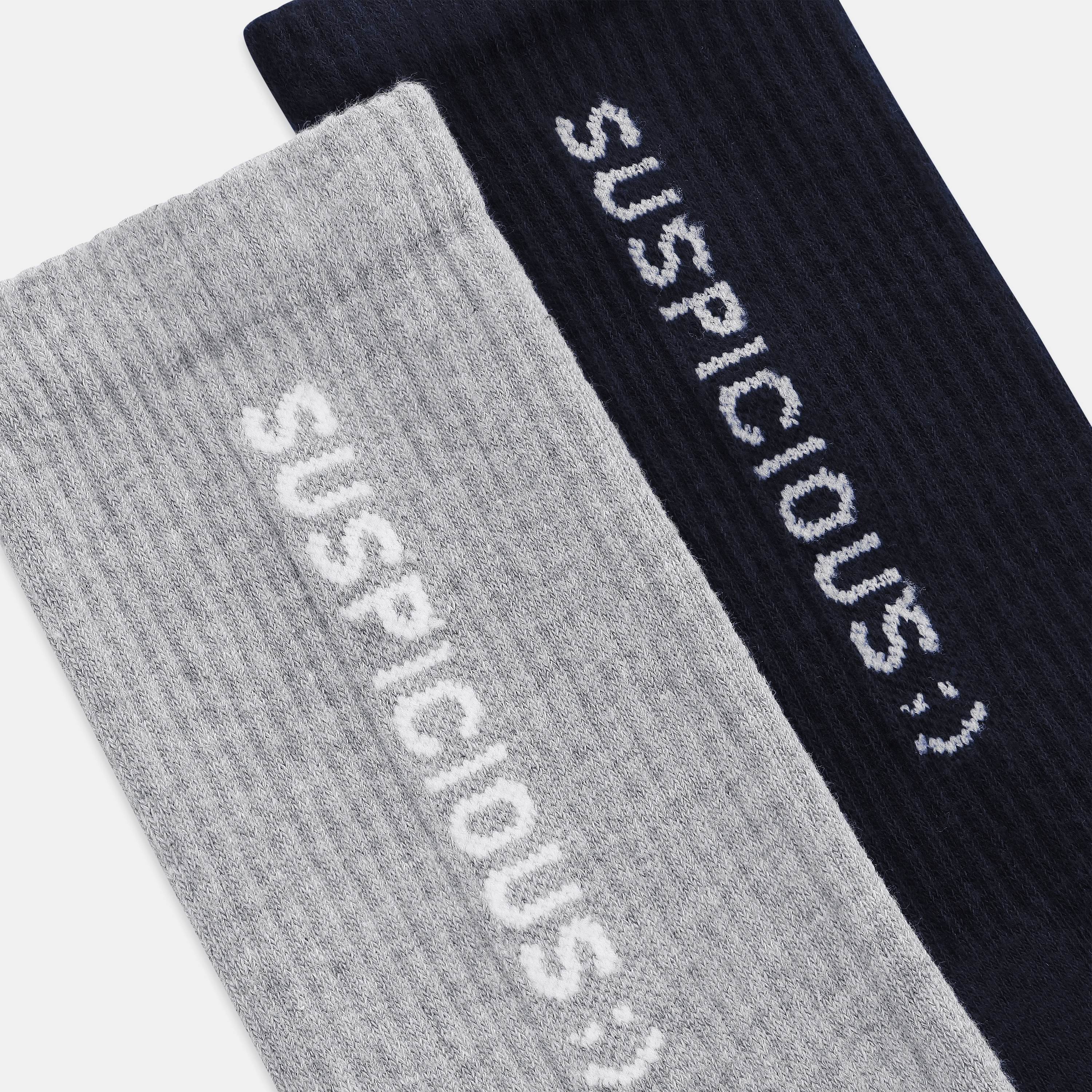 Suspicious Antwerp The Smiley Socks 2-pack - Navy and Heather Grey