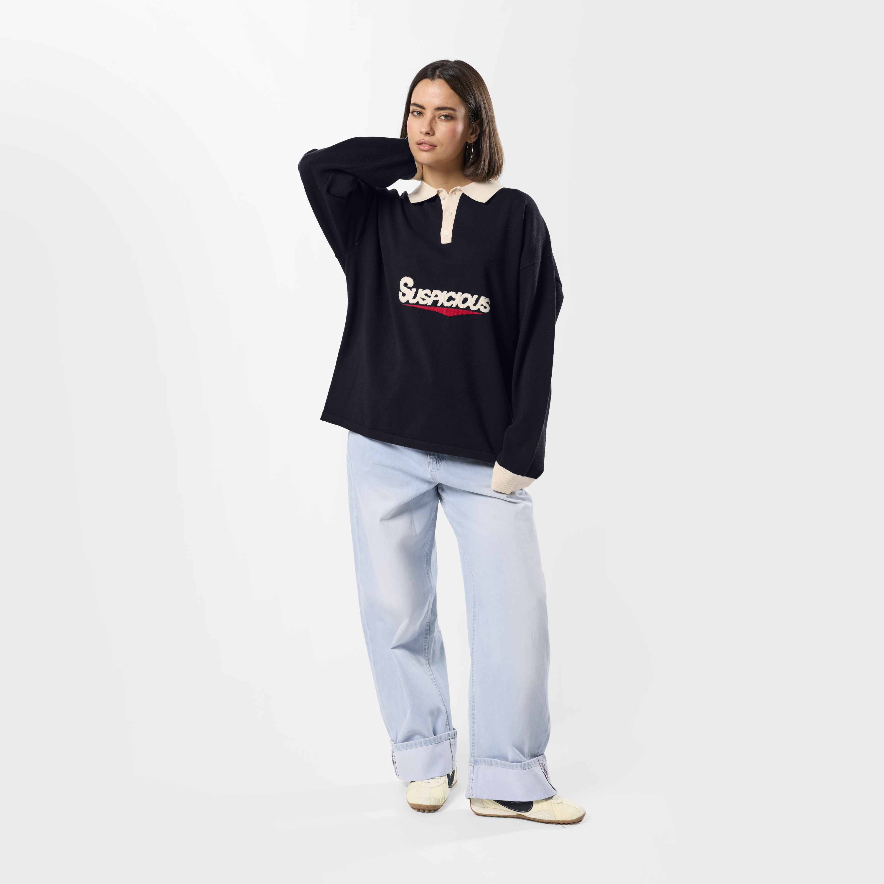 Suspicious Antwerp Winter3 / Flow Knitted Longsleeve Polo - Navy